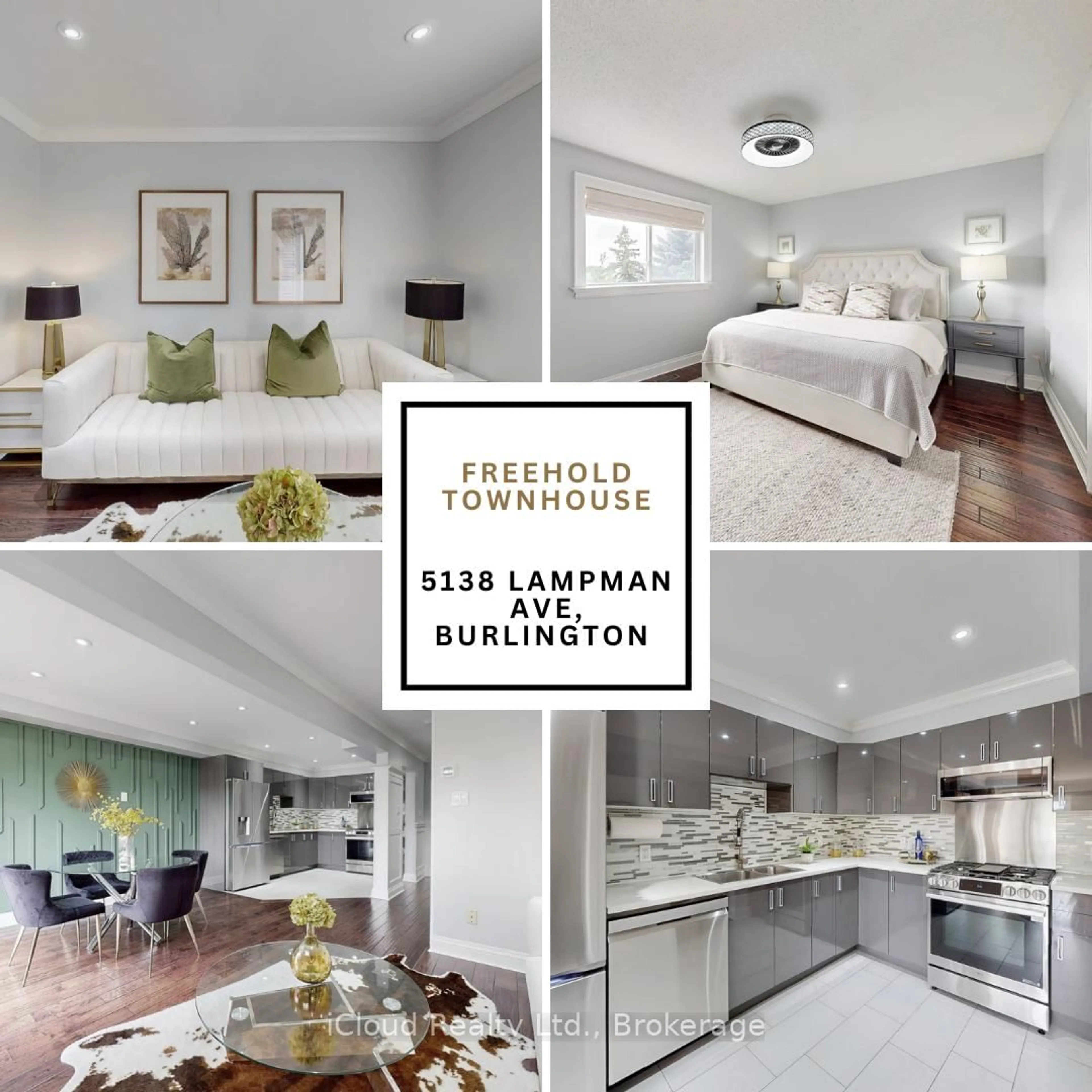 Open concept kitchen, wood/laminate floor for 5138 Lampman Ave, Burlington Ontario L7L 6K1