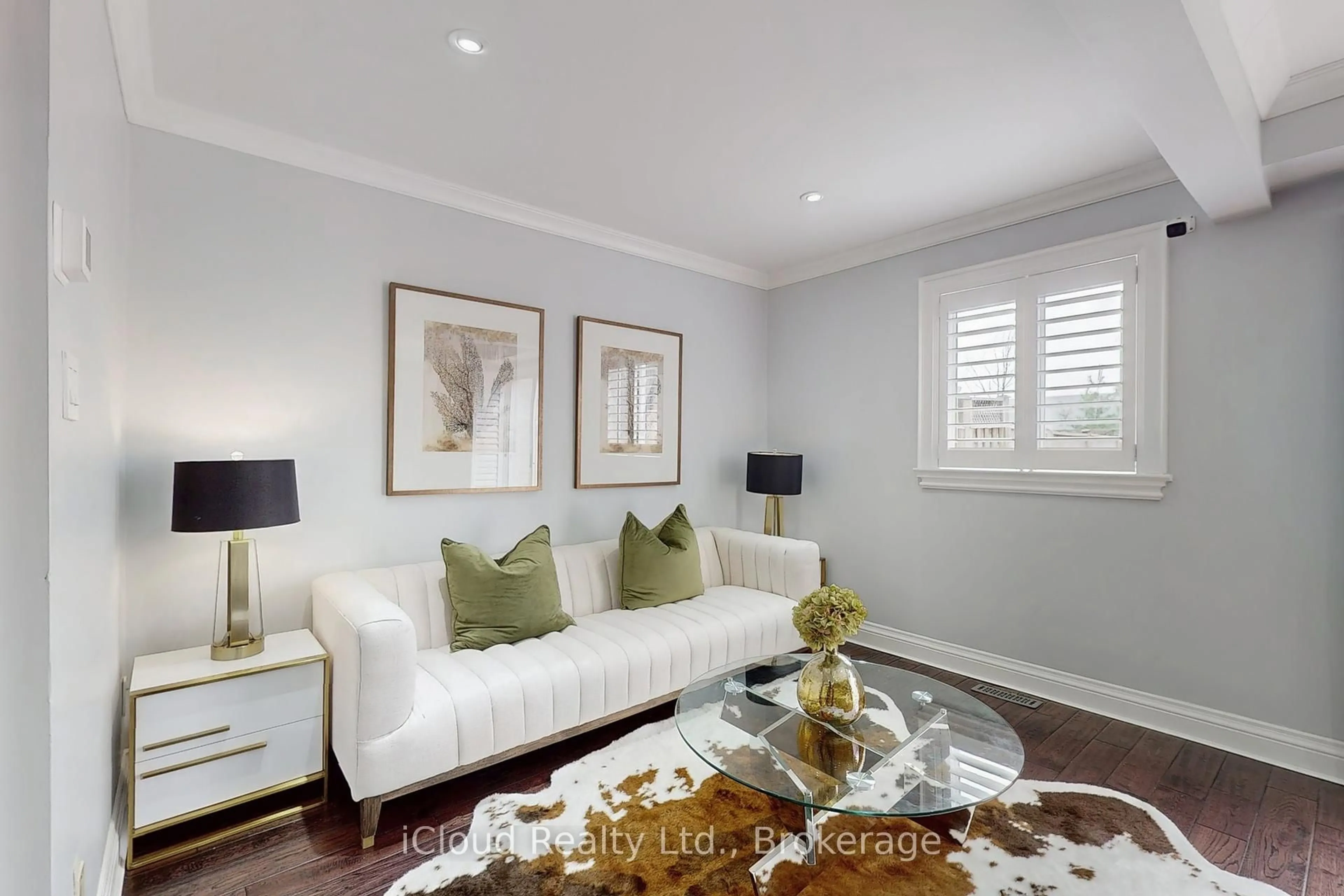 Living room with furniture, wood/laminate floor for 5138 Lampman Ave, Burlington Ontario L7L 6K1