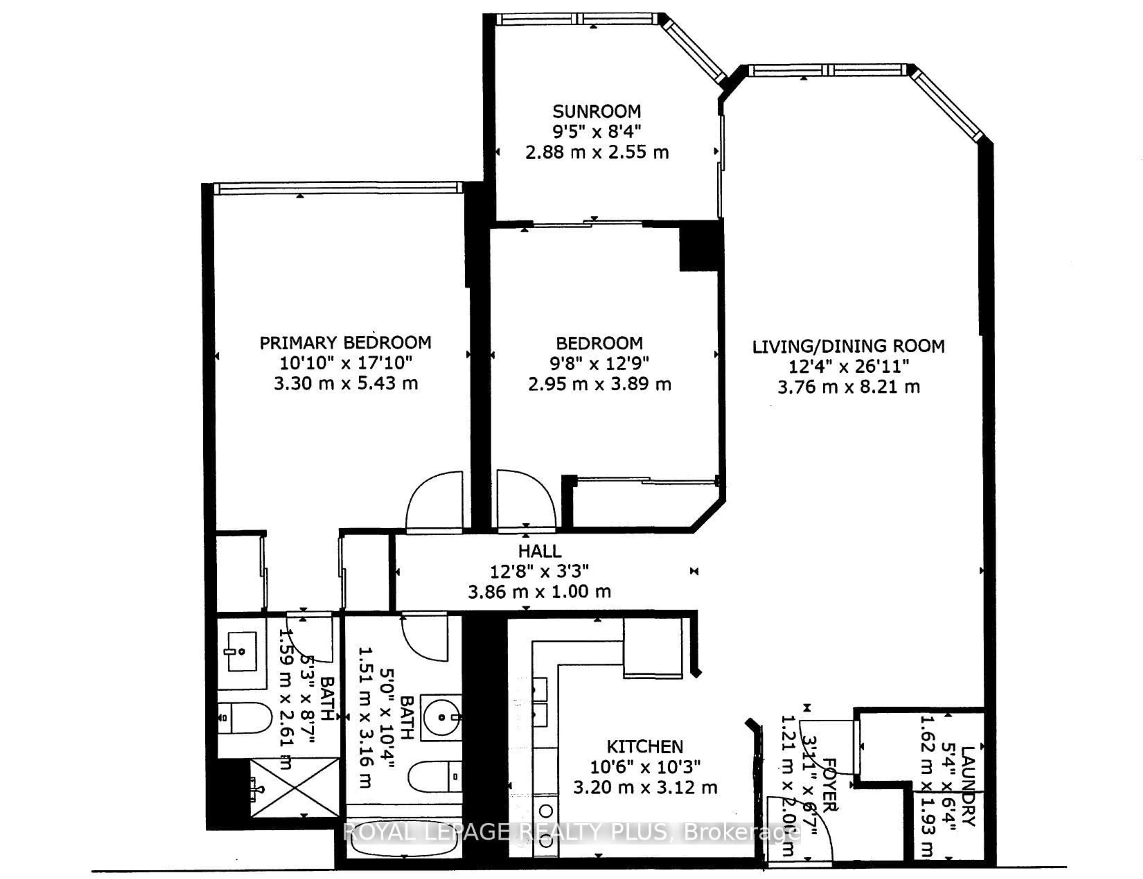 Floor plan for 8 Lisa St #2306, Brampton Ontario L6T 4S6