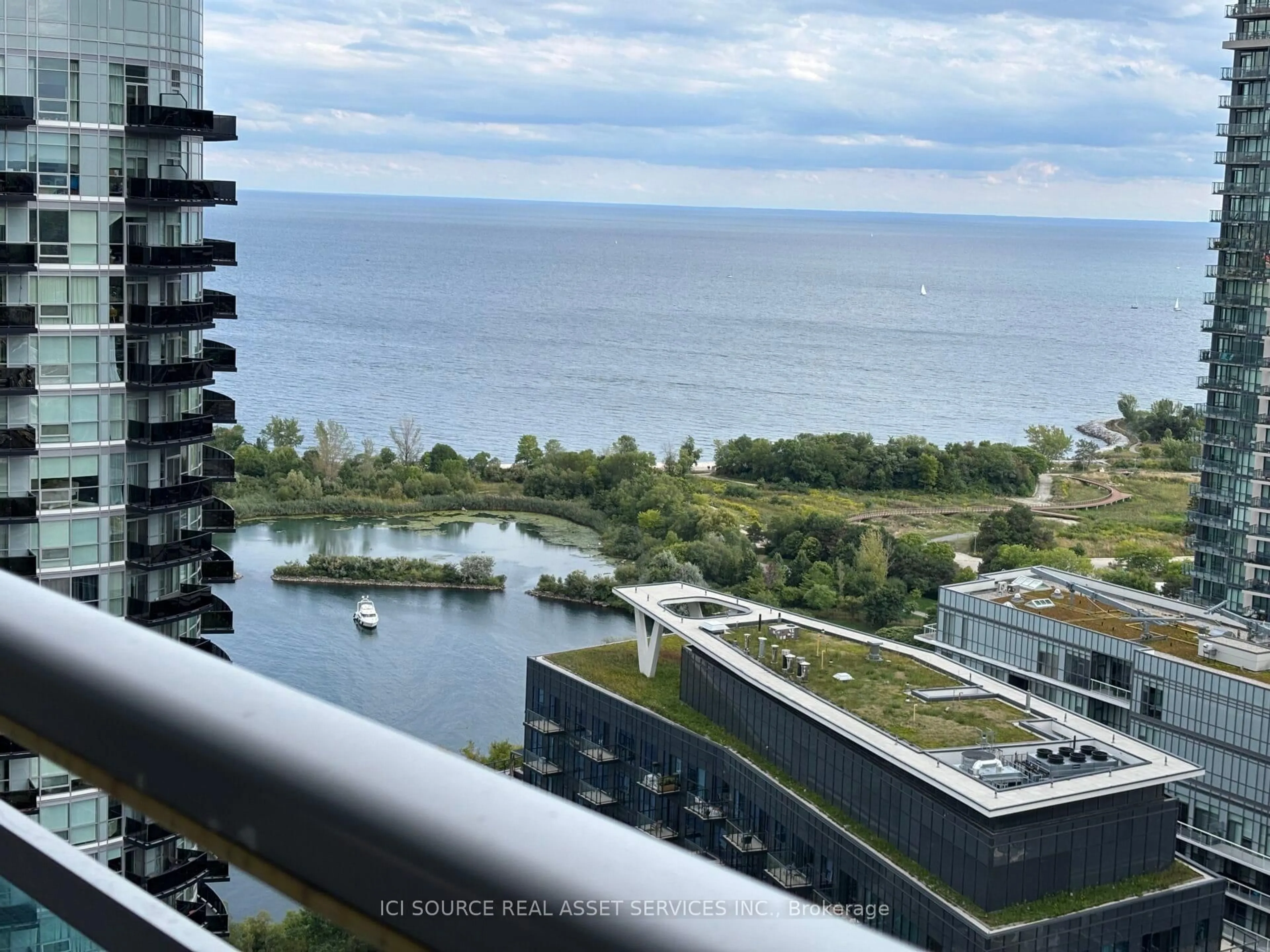 A pic from outside/outdoor area/front of a property/back of a property/a pic from drone, water/lake/river/ocean view for 16 Brookers Lane #3008, Toronto Ontario M8V 0A5