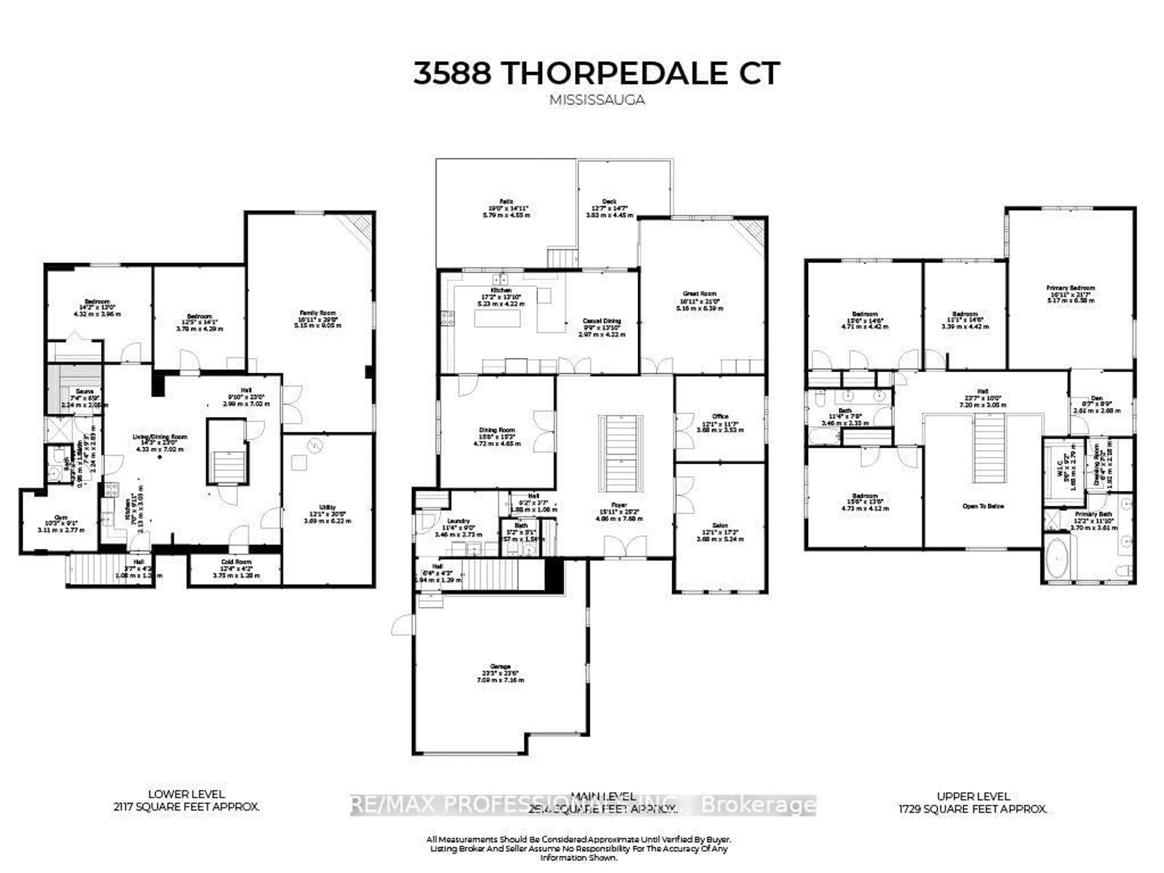 Floor plan for 3588 Thorpedale Crt, Mississauga Ontario L5L 3V6
