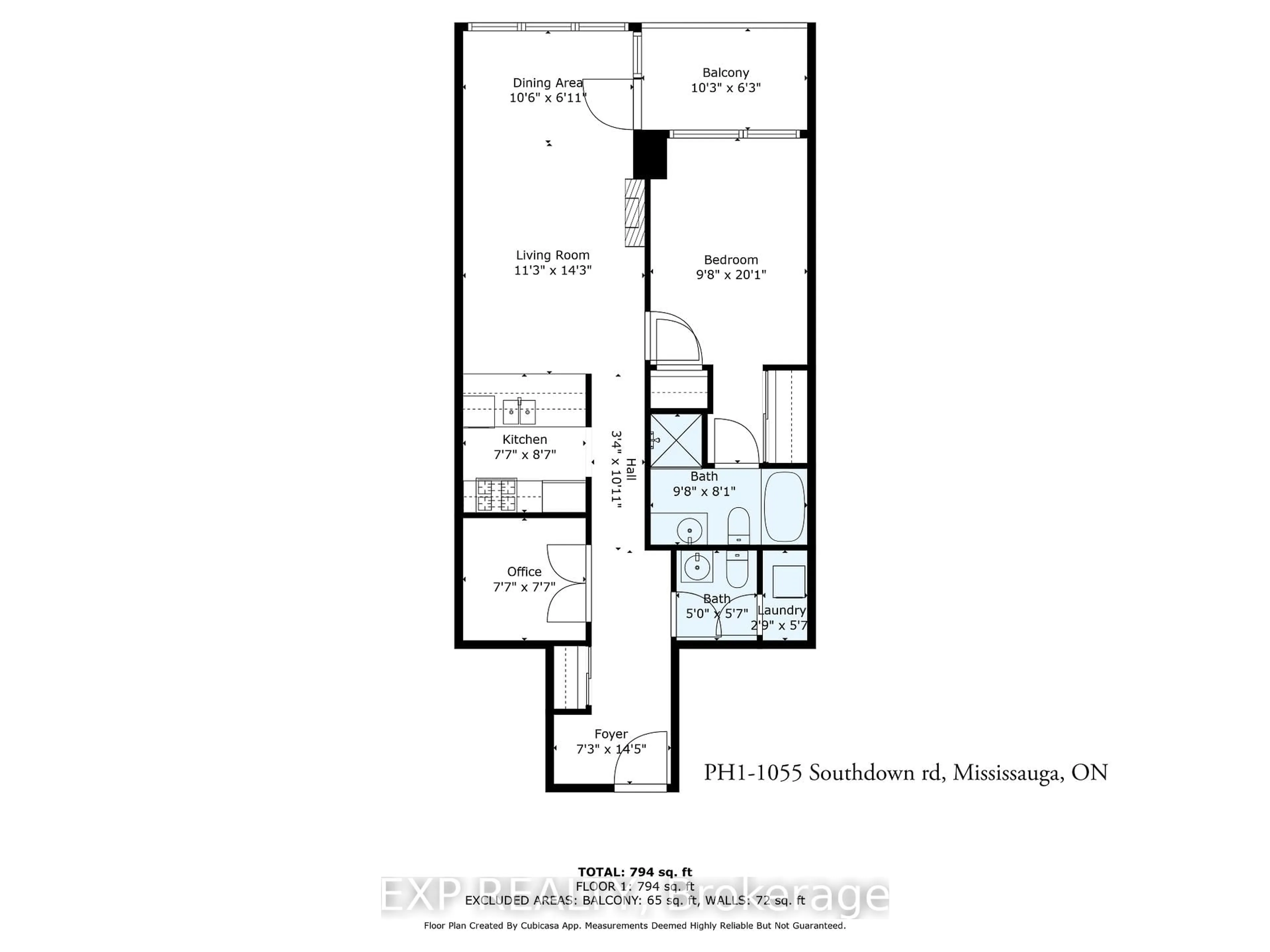 Floor plan for 1055 Southdown Rd #PH01, Mississauga Ontario L5J 0A3