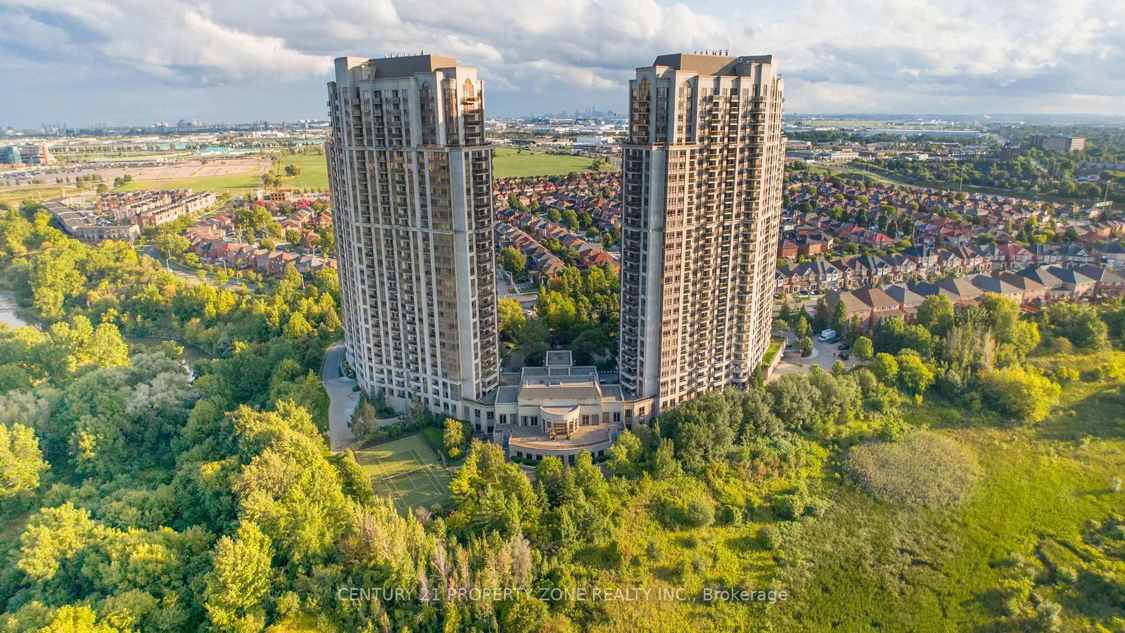 A pic from outside/outdoor area/front of a property/back of a property/a pic from drone, city buildings view from balcony for 710 Humberwood Blvd #1411, Toronto Ontario M9W 7J5
