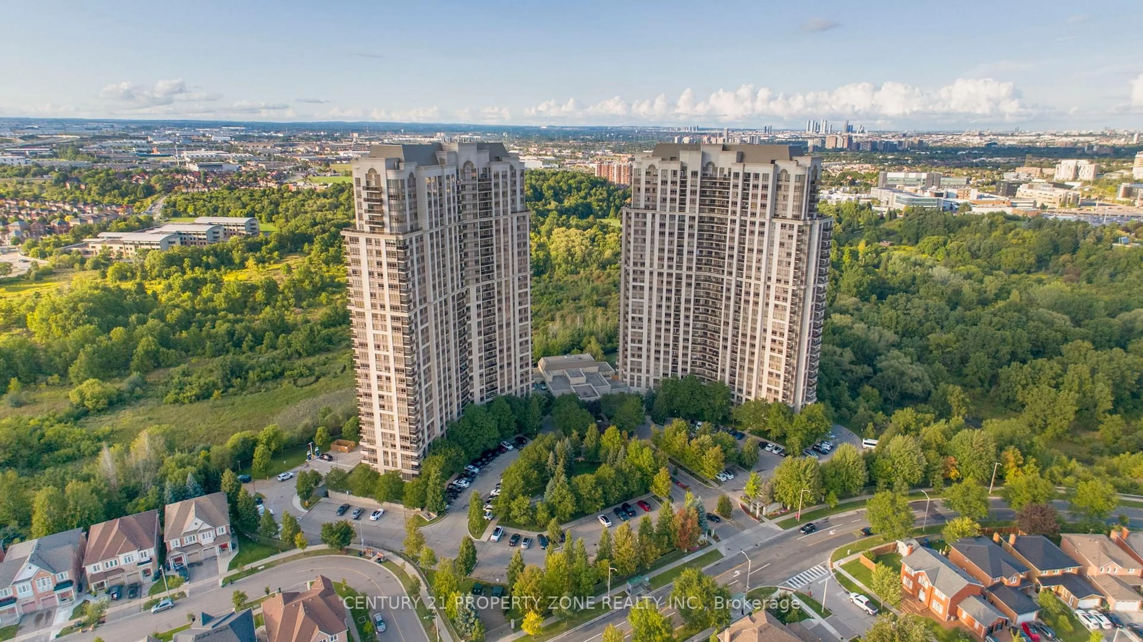 A pic from outside/outdoor area/front of a property/back of a property/a pic from drone, city buildings view from balcony for 710 Humberwood Blvd #1411, Toronto Ontario M9W 7J5