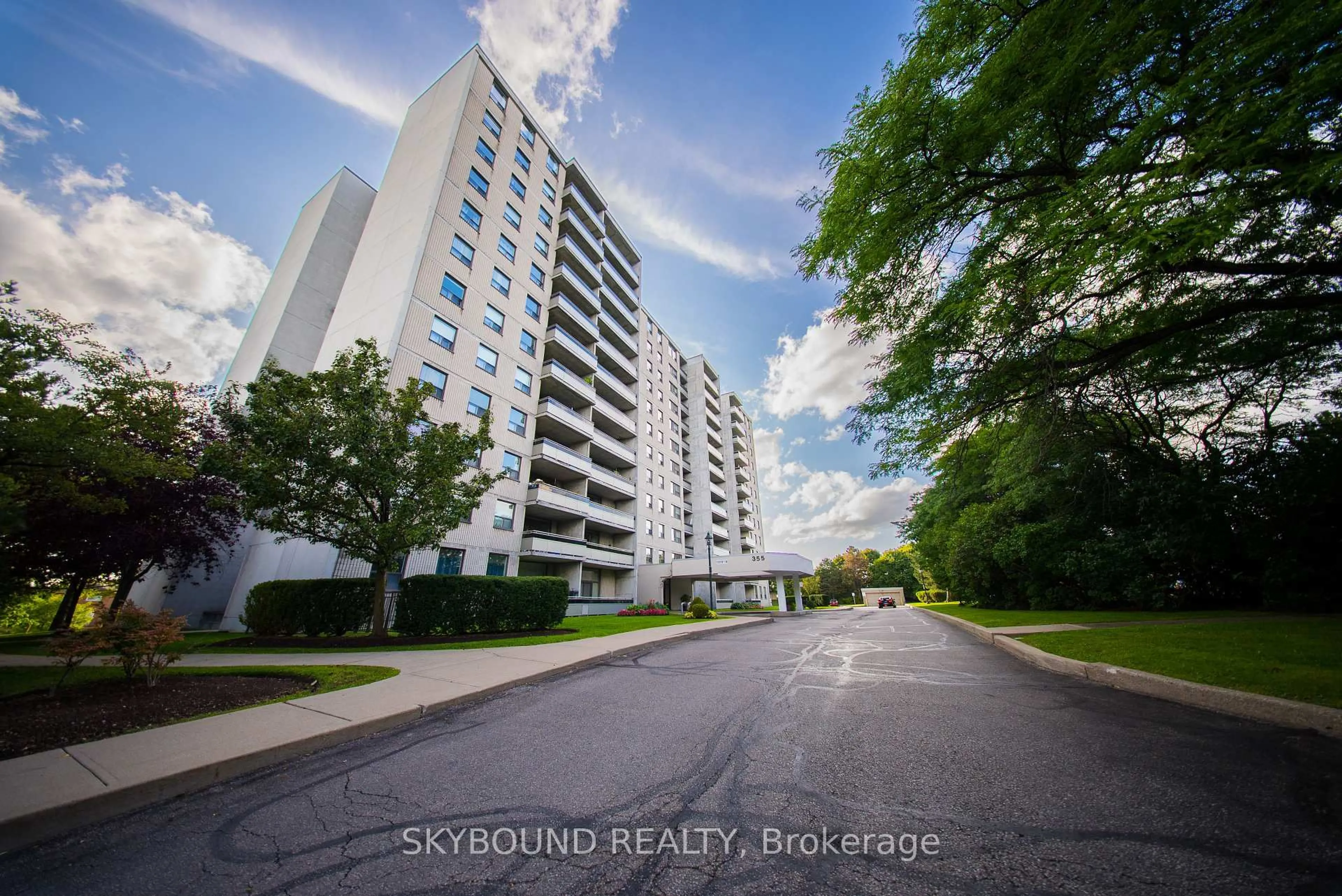 A pic from outside/outdoor area/front of a property/back of a property/a pic from drone, street for 355 Rathburn Rd #1204, Mississauga Ontario L4Z 1H4