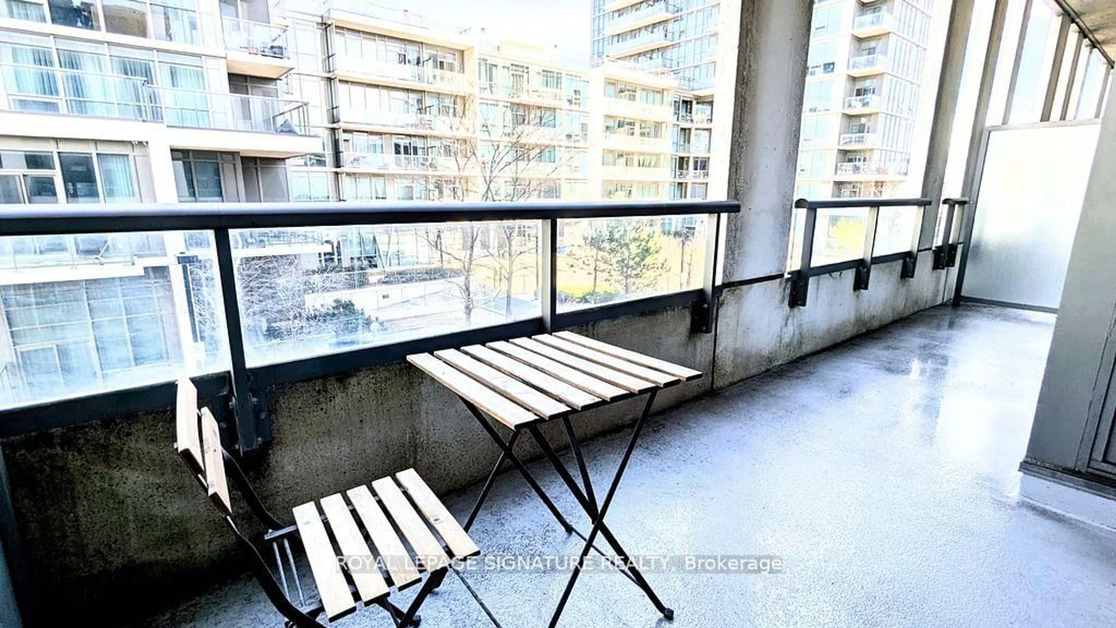 Balcony in the apartment, city buildings view from balcony for 15 Zorra St #201, Toronto Ontario M8Z 0C1