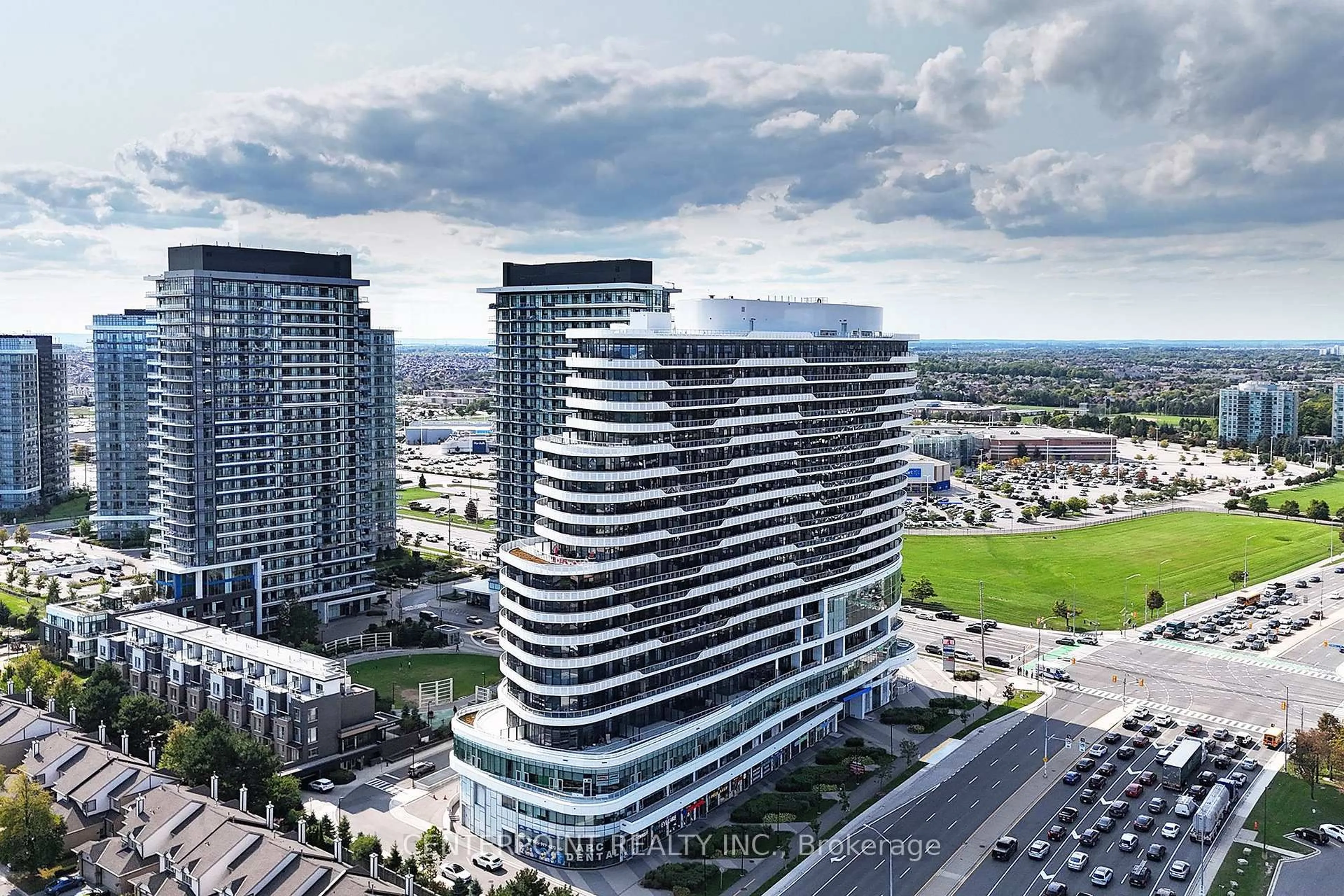 A pic from outside/outdoor area/front of a property/back of a property/a pic from drone, city buildings view from balcony for 2520 Eglinton Ave #620, Mississauga Ontario L5M 0Y4