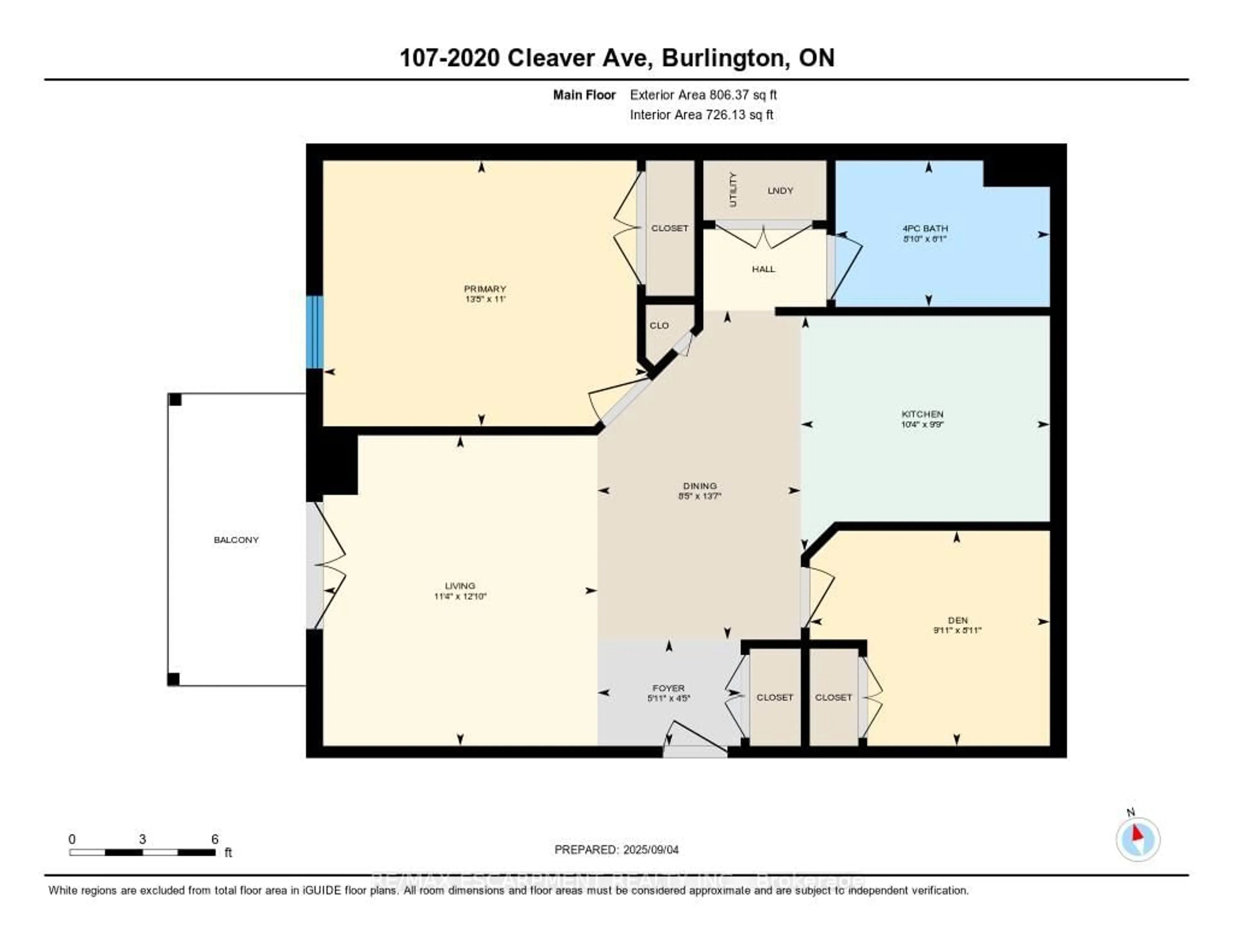 Floor plan for 2020 Cleaver Ave #107, Burlington Ontario L7M 4C2