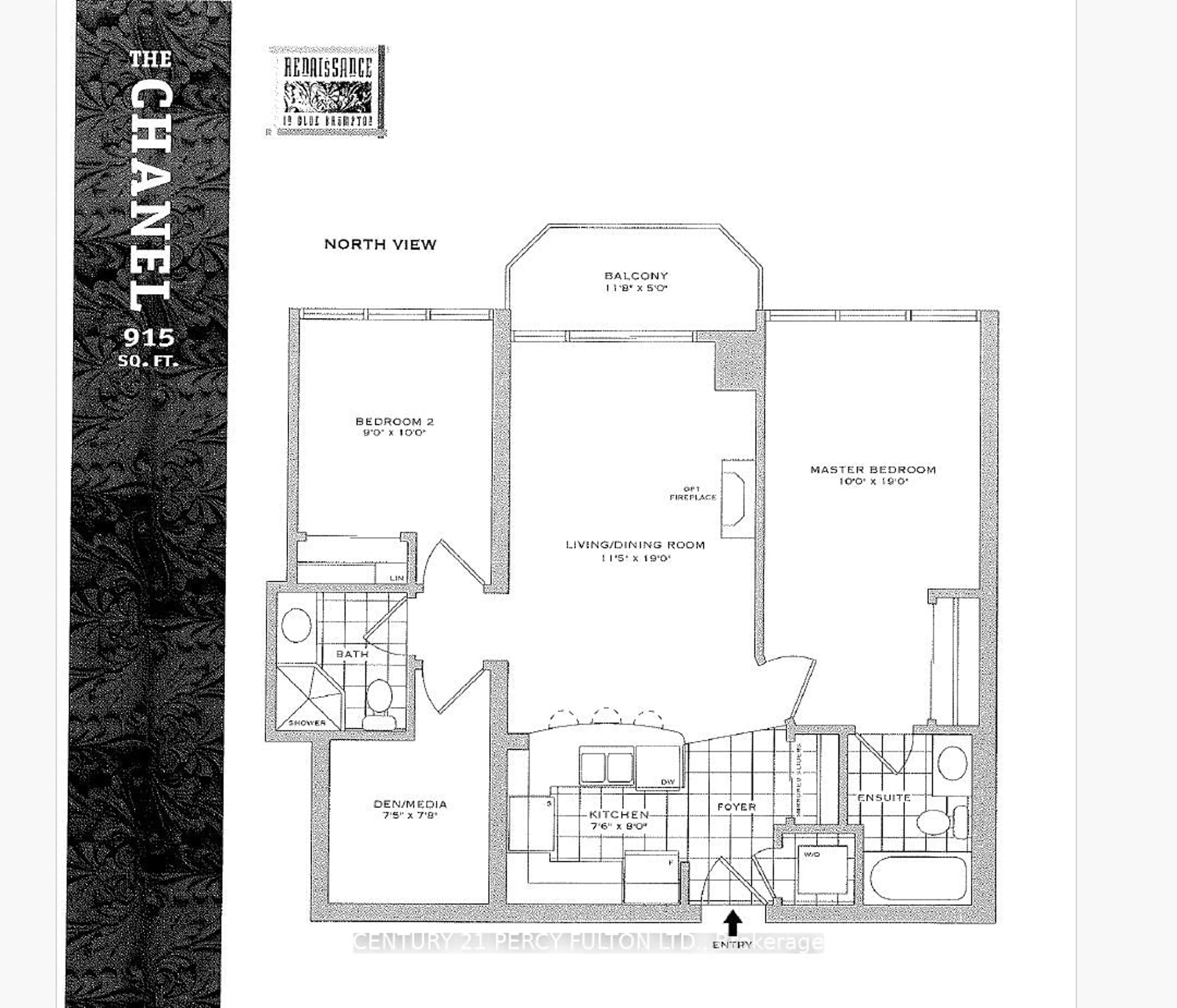 Floor plan for 9 George St #1612, Brampton Ontario L6X 0T6