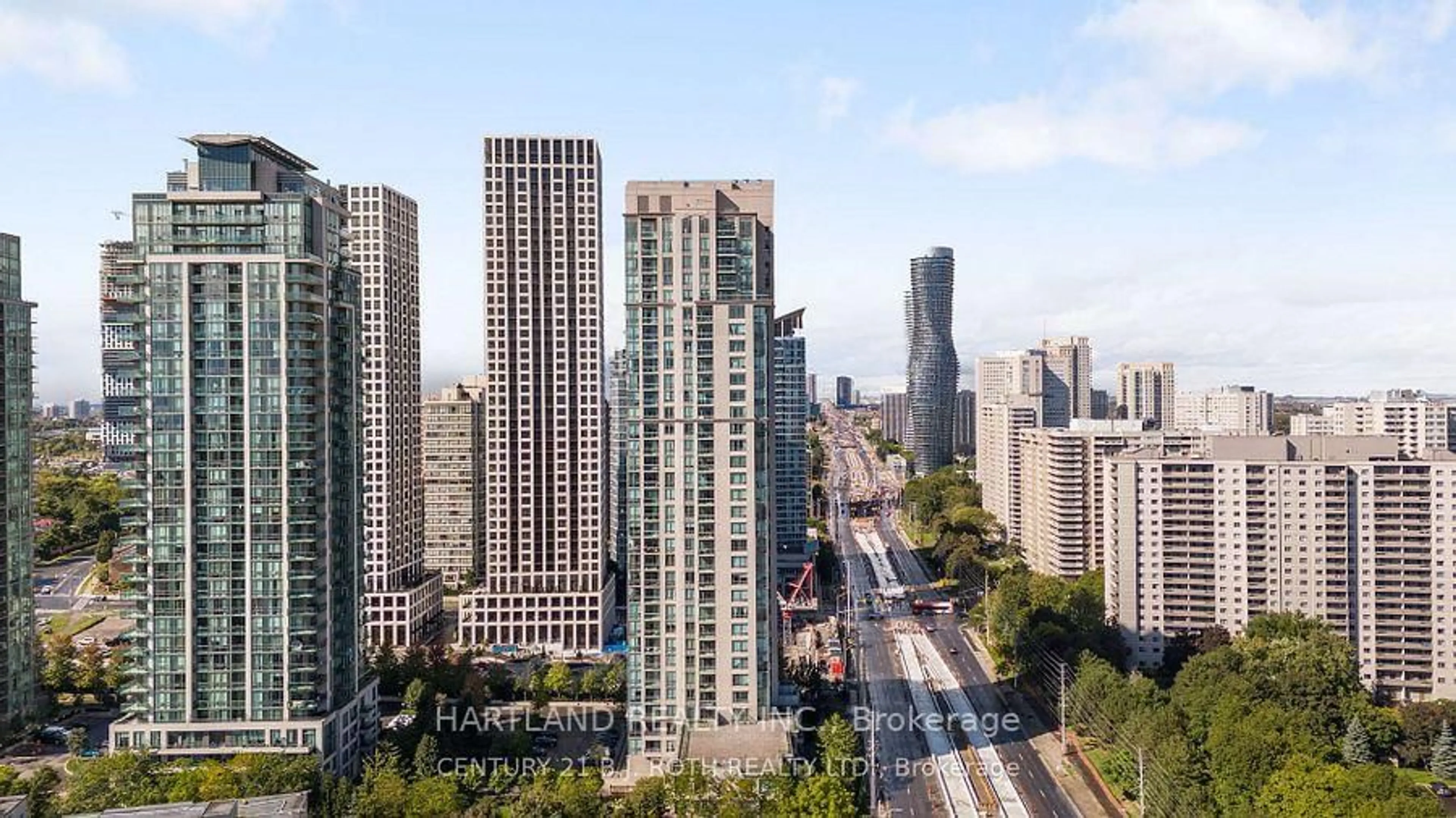 A pic from outside/outdoor area/front of a property/back of a property/a pic from drone, city buildings view from balcony for 3504 Hurontario St #2701, Mississauga Ontario L5B 0B9