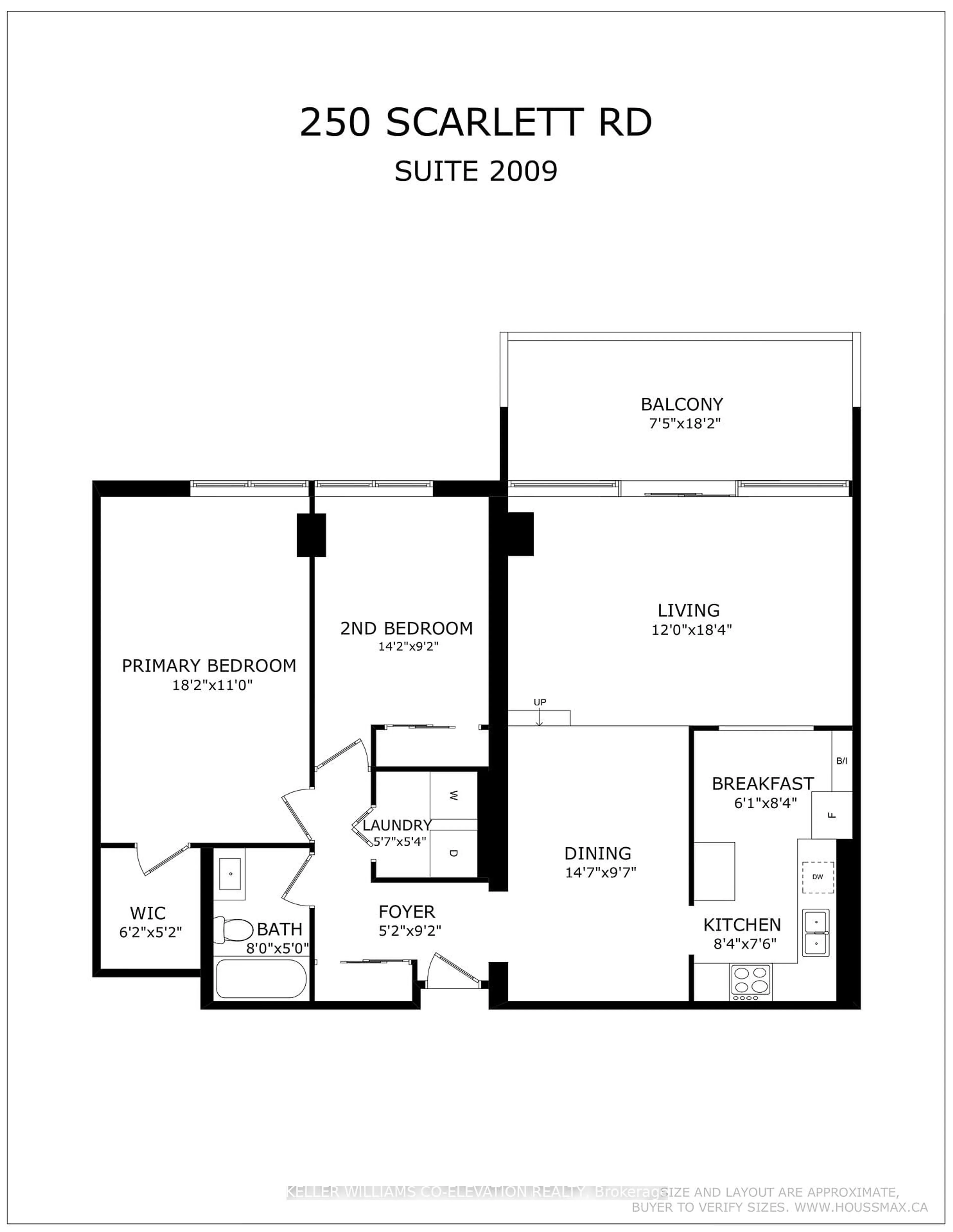 Floor plan for 250 Scarlett Rd #2009, Toronto Ontario M6N 4X5