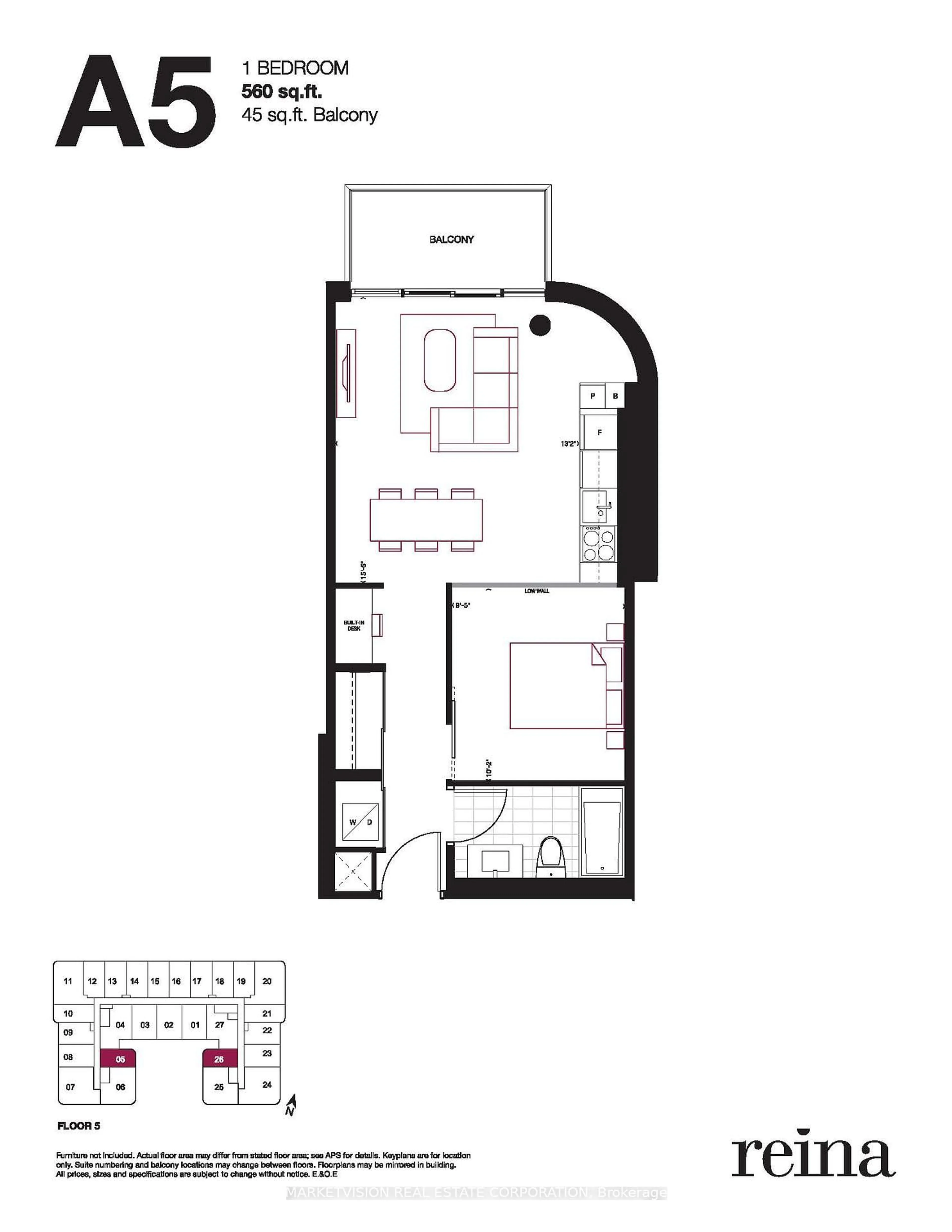 Floor plan for 689 The Queensway #526, Toronto Ontario M8Y 1L1