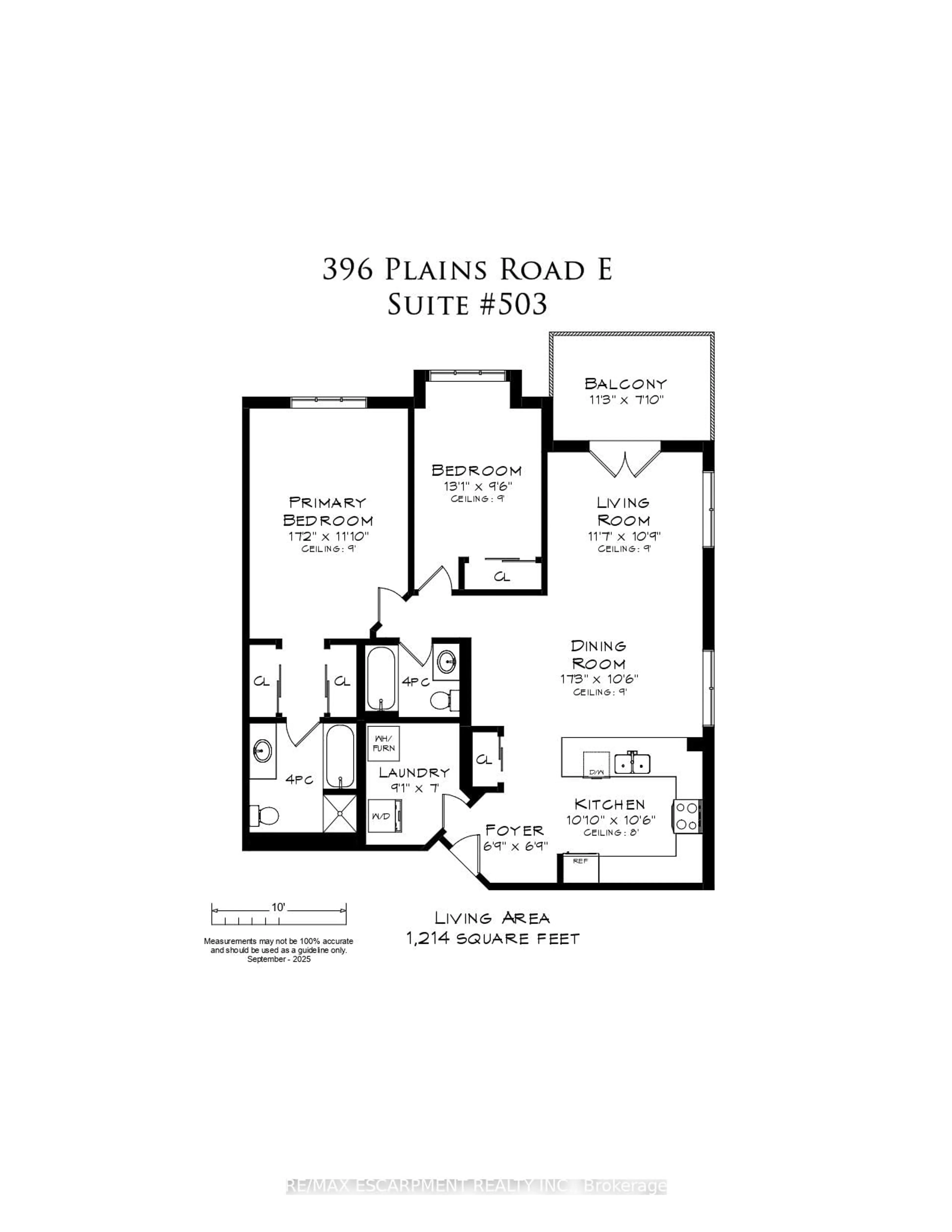 Floor plan for 396 Plains Rd #503, Burlington Ontario L7T 2C8