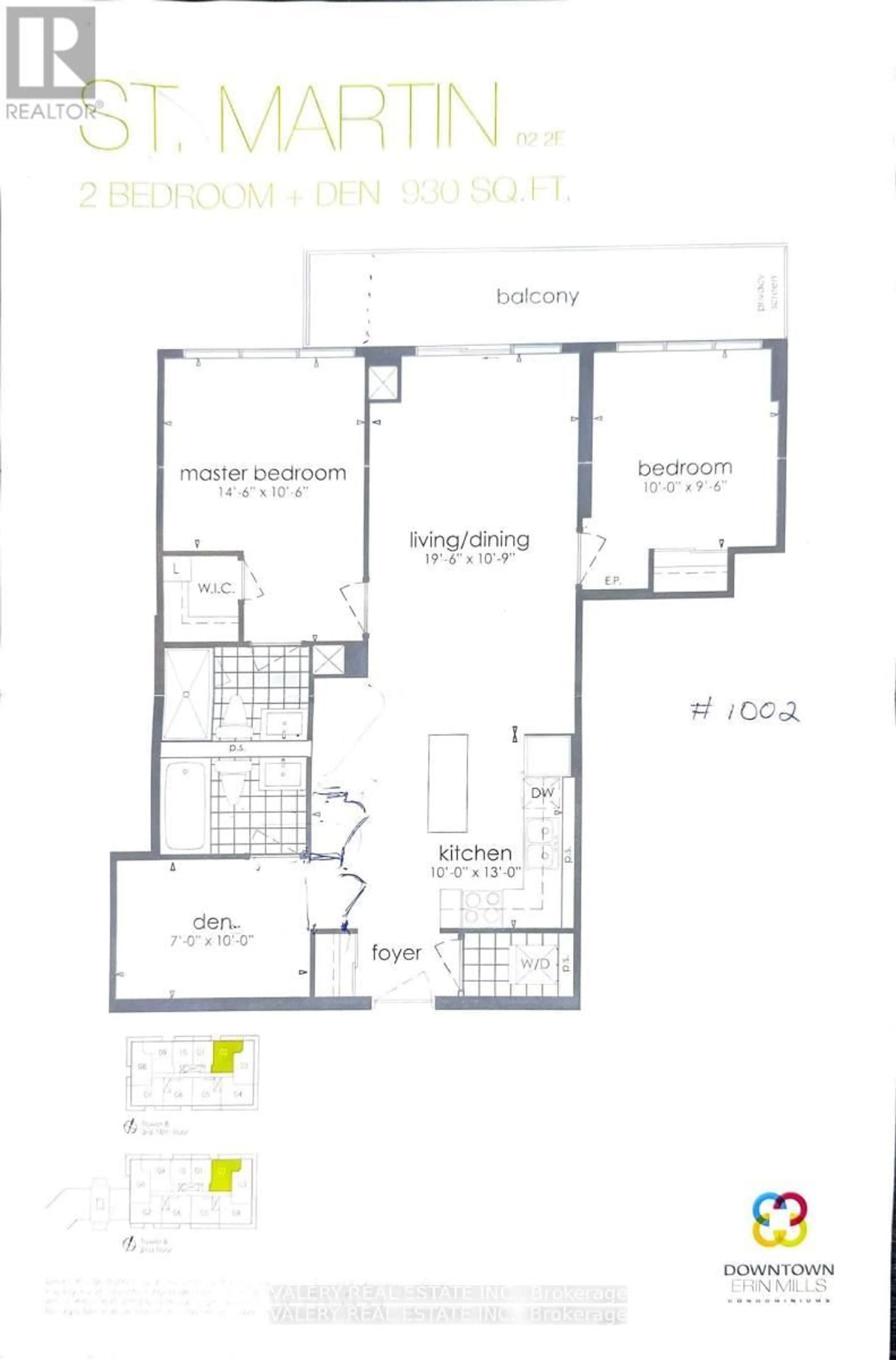 Floor plan for 4655 Glen Erin Dr #1002, Mississauga Ontario L5M 0Z1