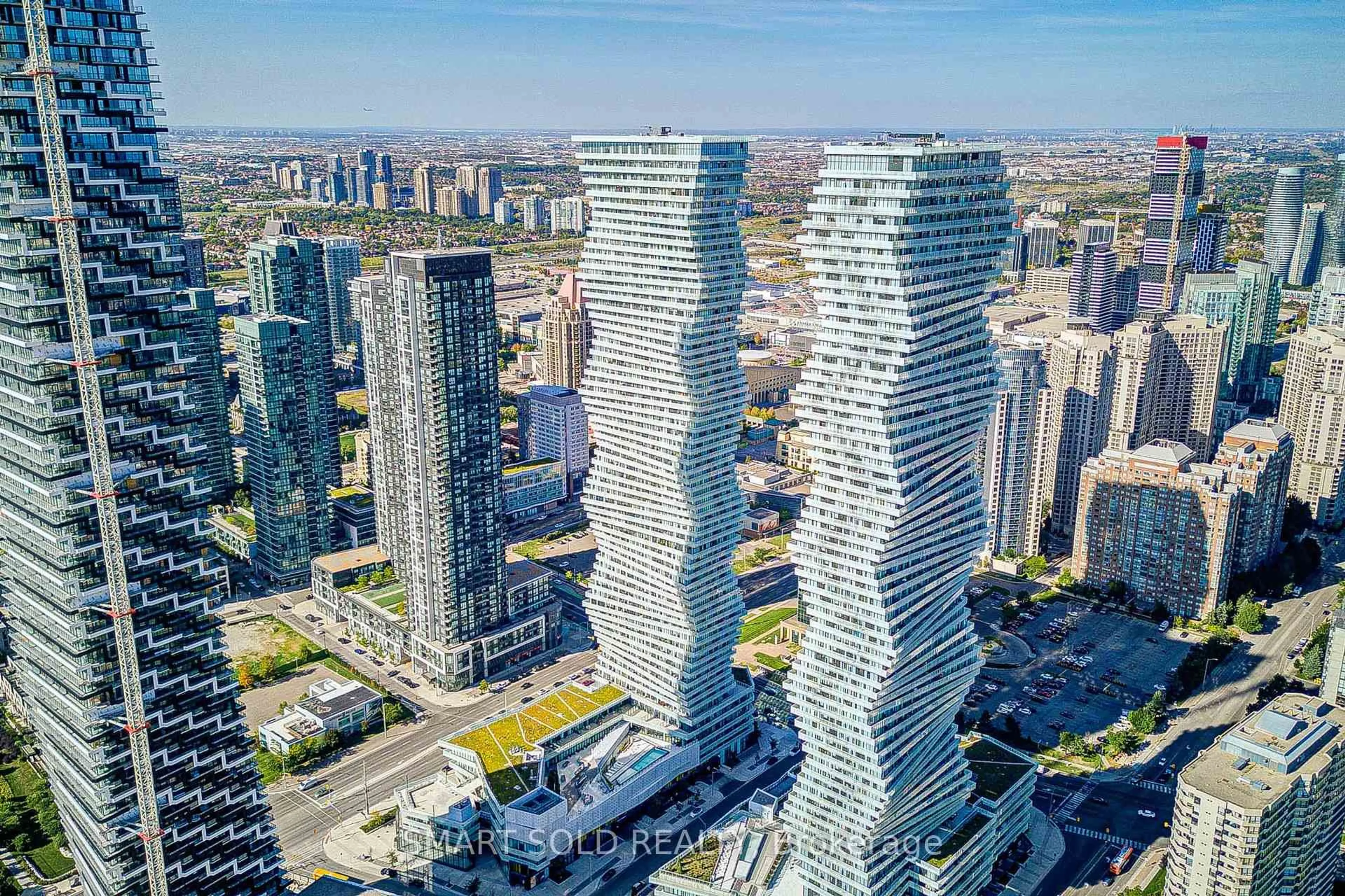 A pic from outside/outdoor area/front of a property/back of a property/a pic from drone, city buildings view from balcony for 3900 Confederation Pkwy #4504, Mississauga Ontario L5B 0M3