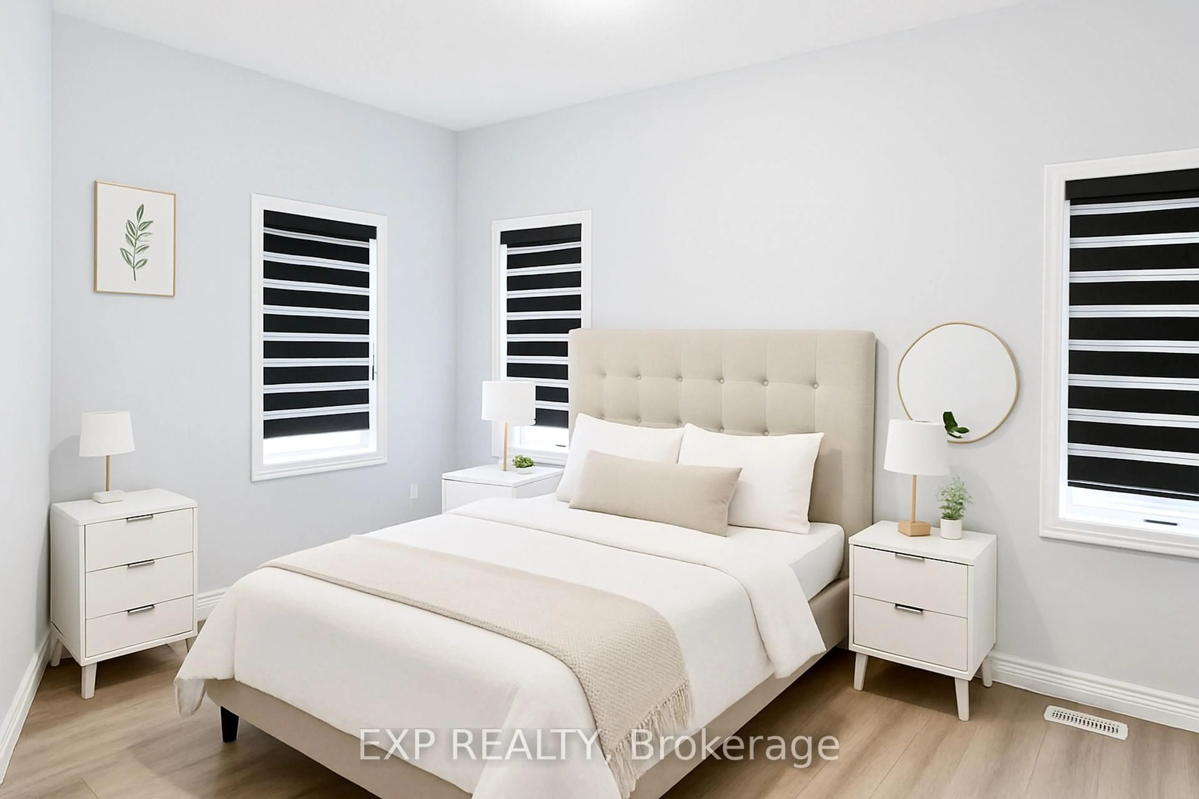 Bedroom with bed, wood/laminate floor for 47 Vezna Cres, Brampton Ontario L6X 5K4