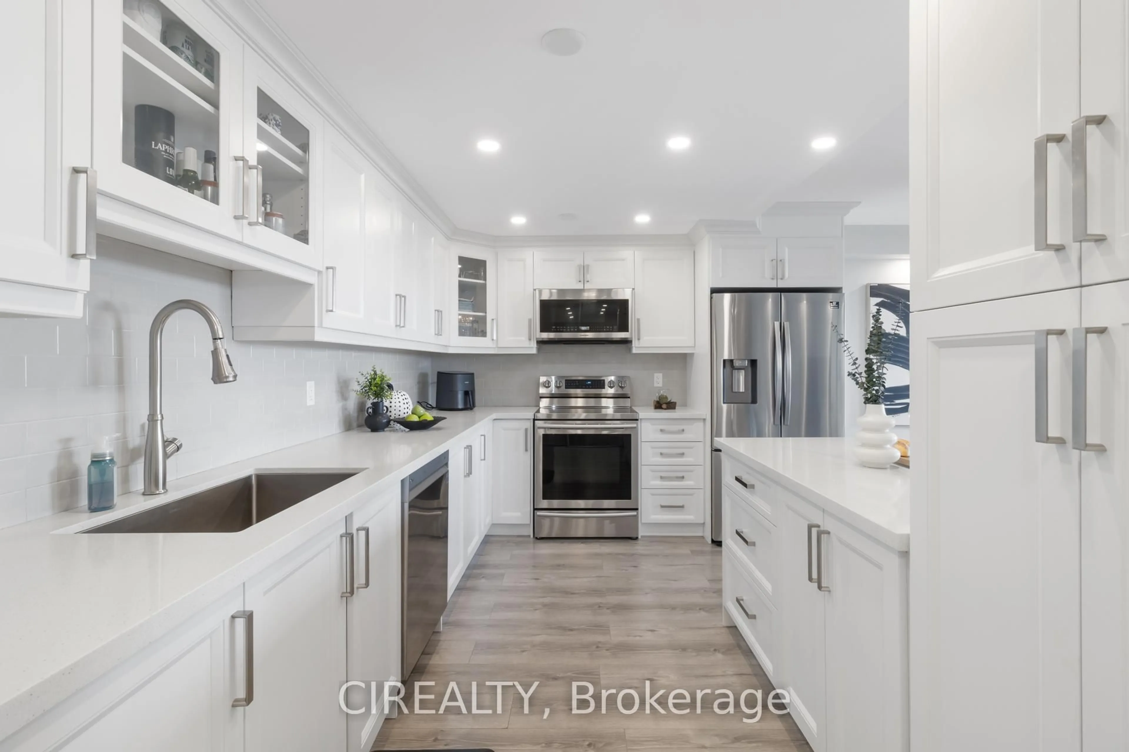 Contemporary kitchen, ceramic/tile floor for 511 The West Mall #709, Toronto Ontario M9C 1G5