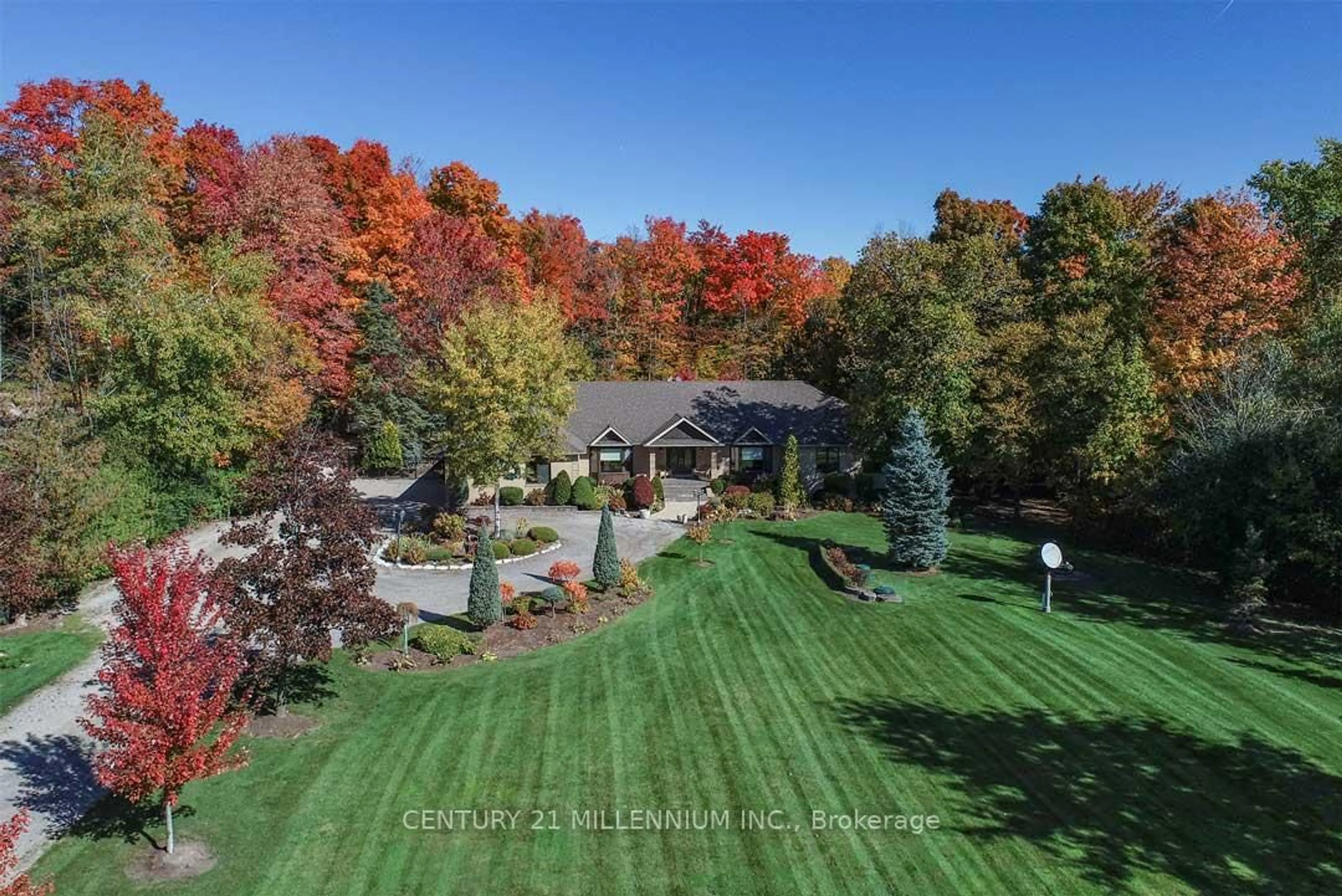 A pic from outside/outdoor area/front of a property/back of a property/a pic from drone, forest/trees view for 14453 Centreville Creek Rd, Caledon Ontario L7C 3C1
