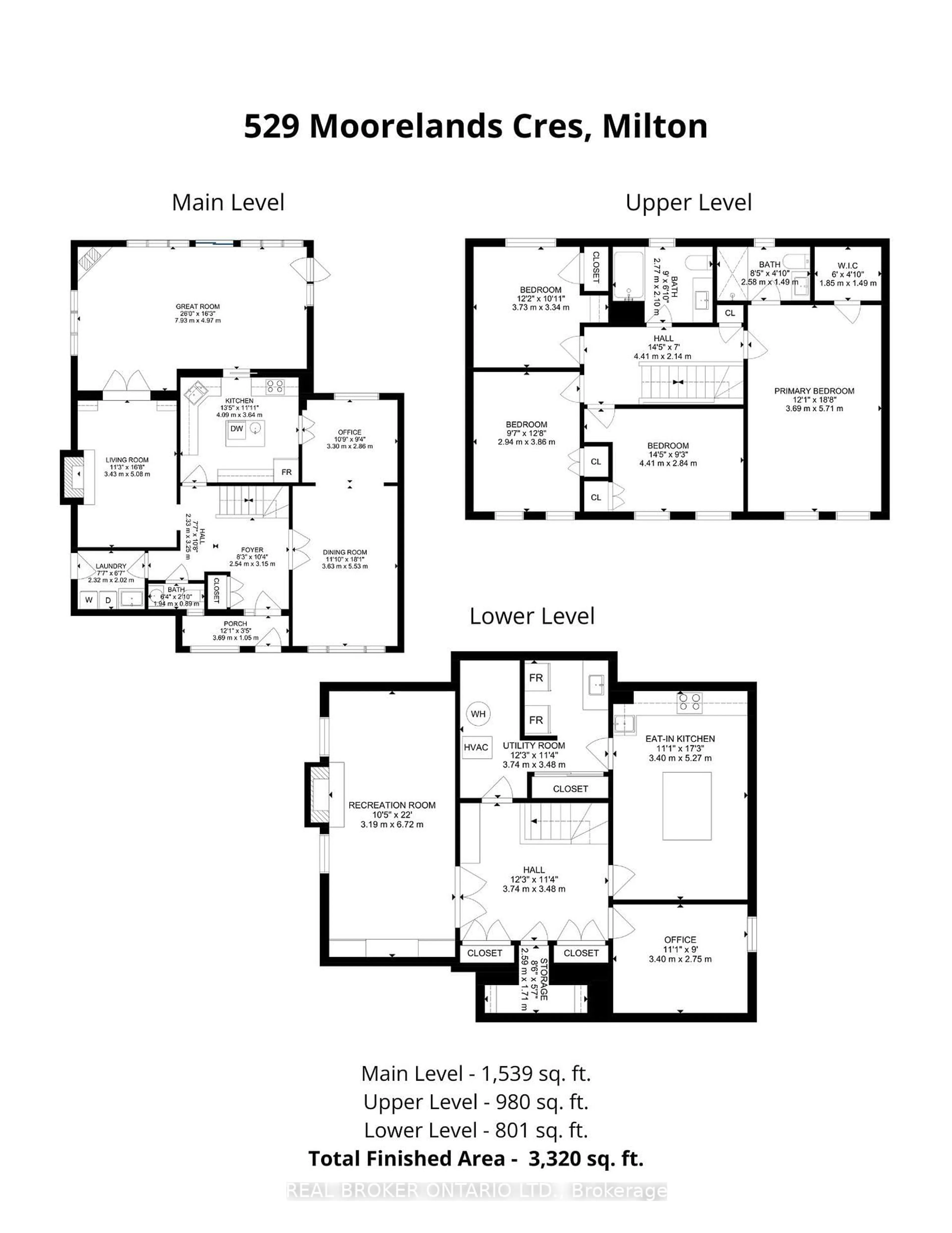 Floor plan for 529 Moorelands Cres, Milton Ontario L9T 4B2