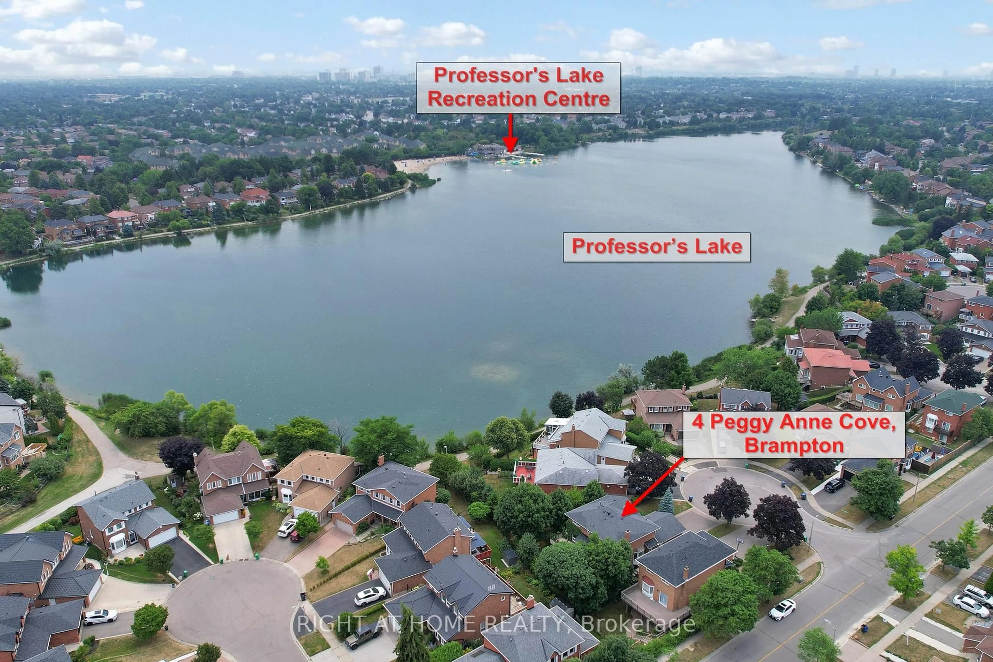 A pic from outside/outdoor area/front of a property/back of a property/a pic from drone, water/lake/river/ocean view for 4 Peggy Anne Cove, Brampton Ontario L6S 5E4