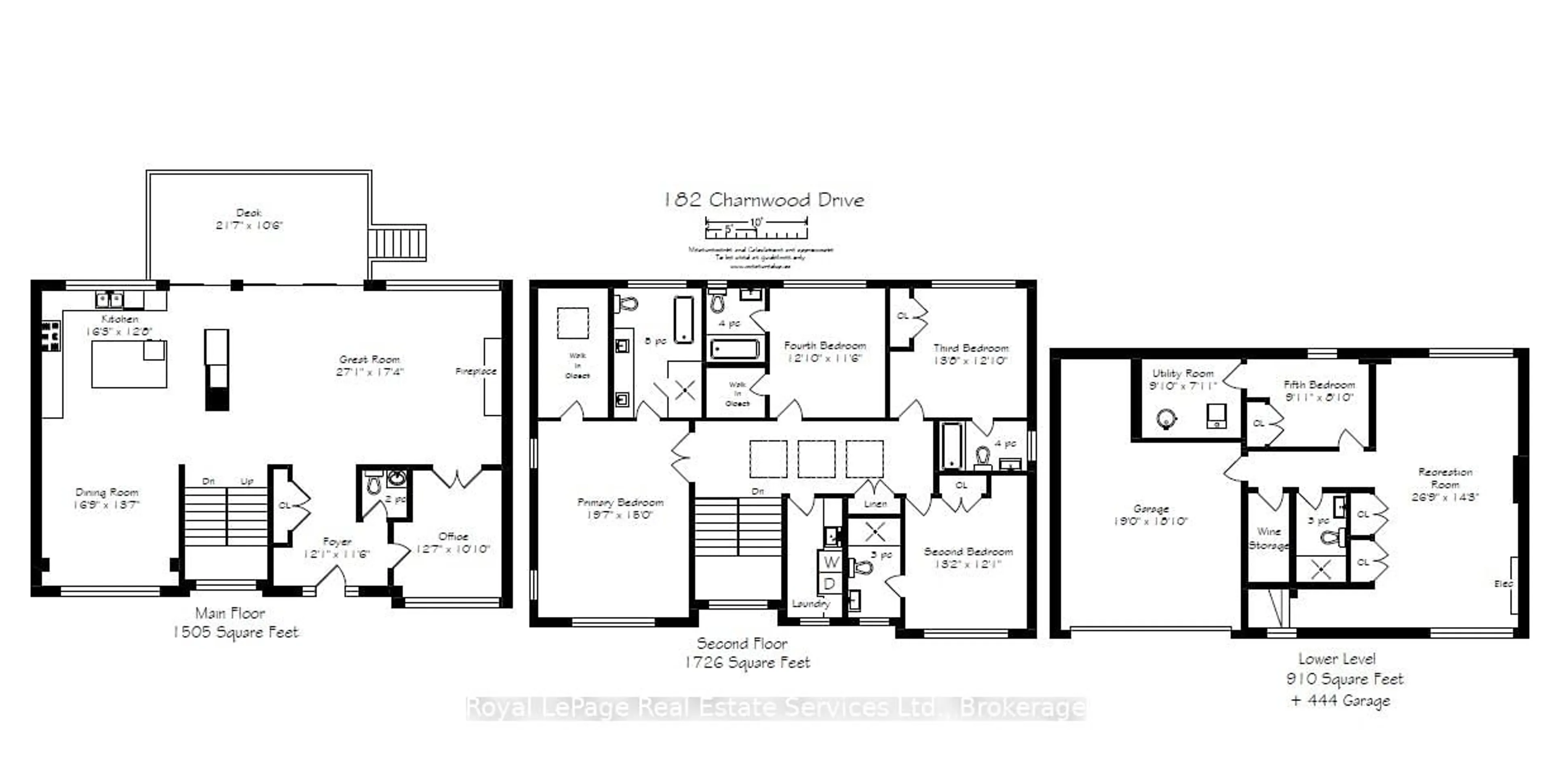 Floor plan for 182 Charnwood Dr, Oakville Ontario L6J 5H1
