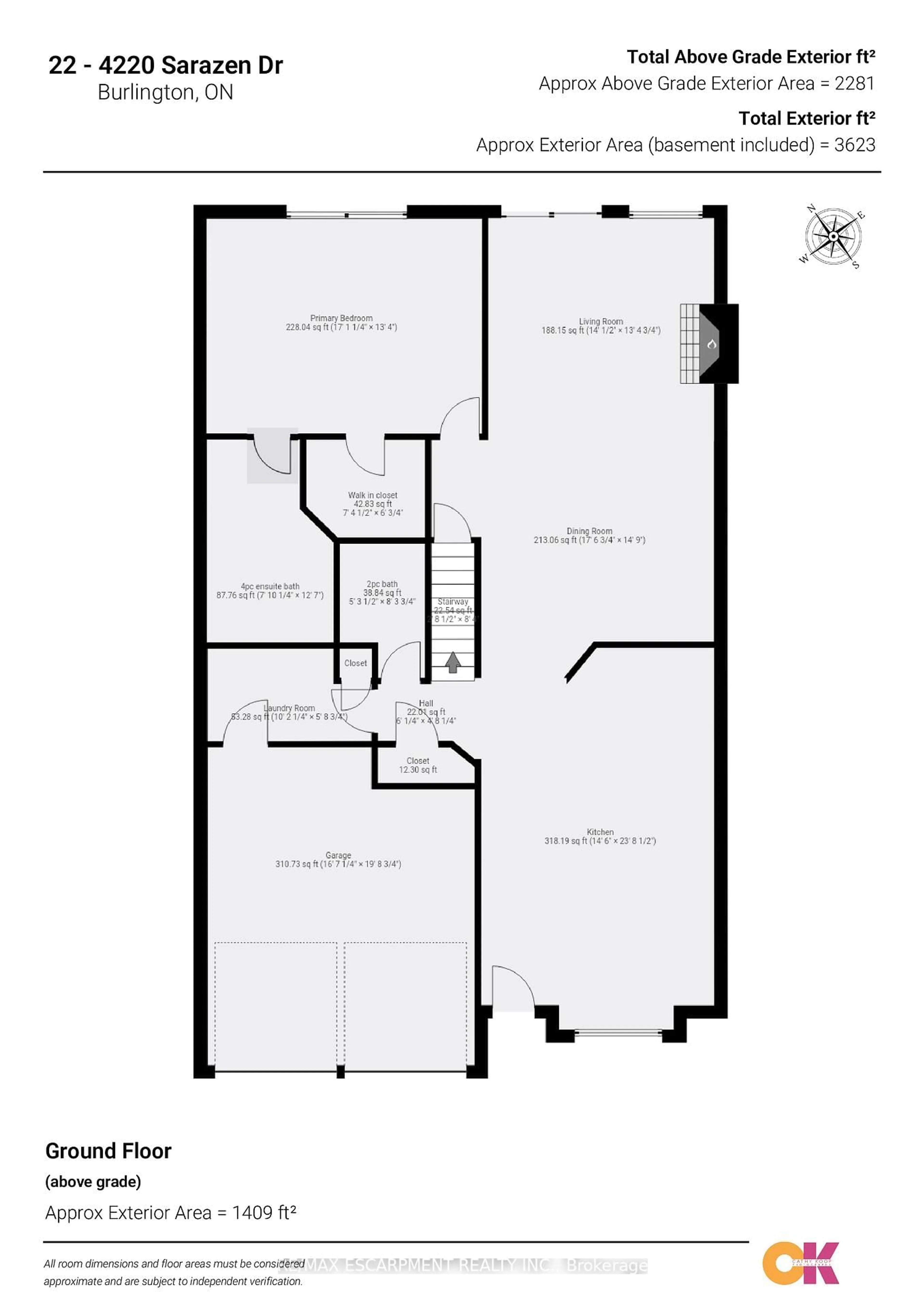 Floor plan for 4220 Sarazen Dr #22, Burlington Ontario L7M 5C6