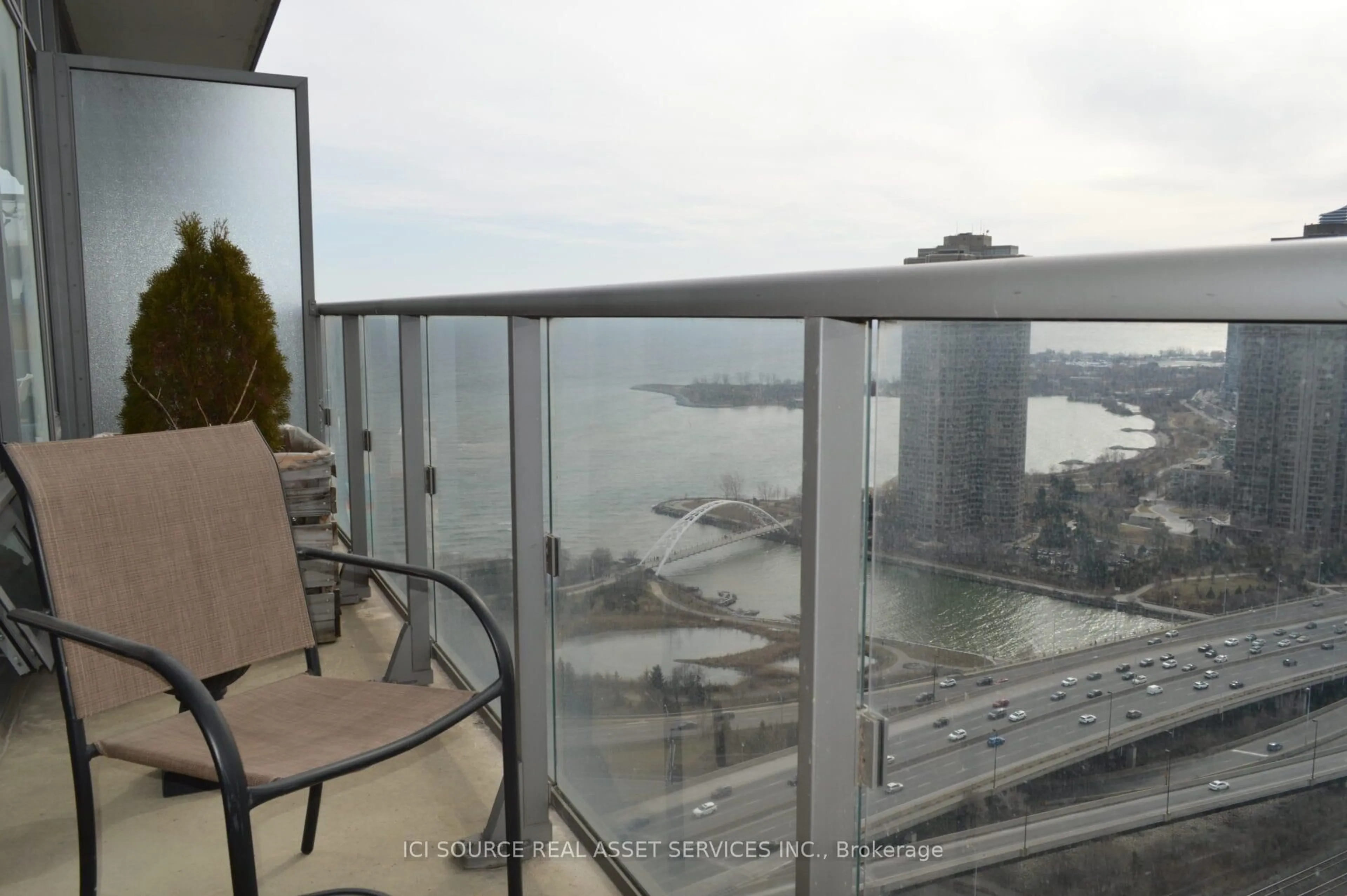 Balcony in the apartment, water/lake/river/ocean view for 105 The Queensway #3409, Toronto Ontario M6S 5B5