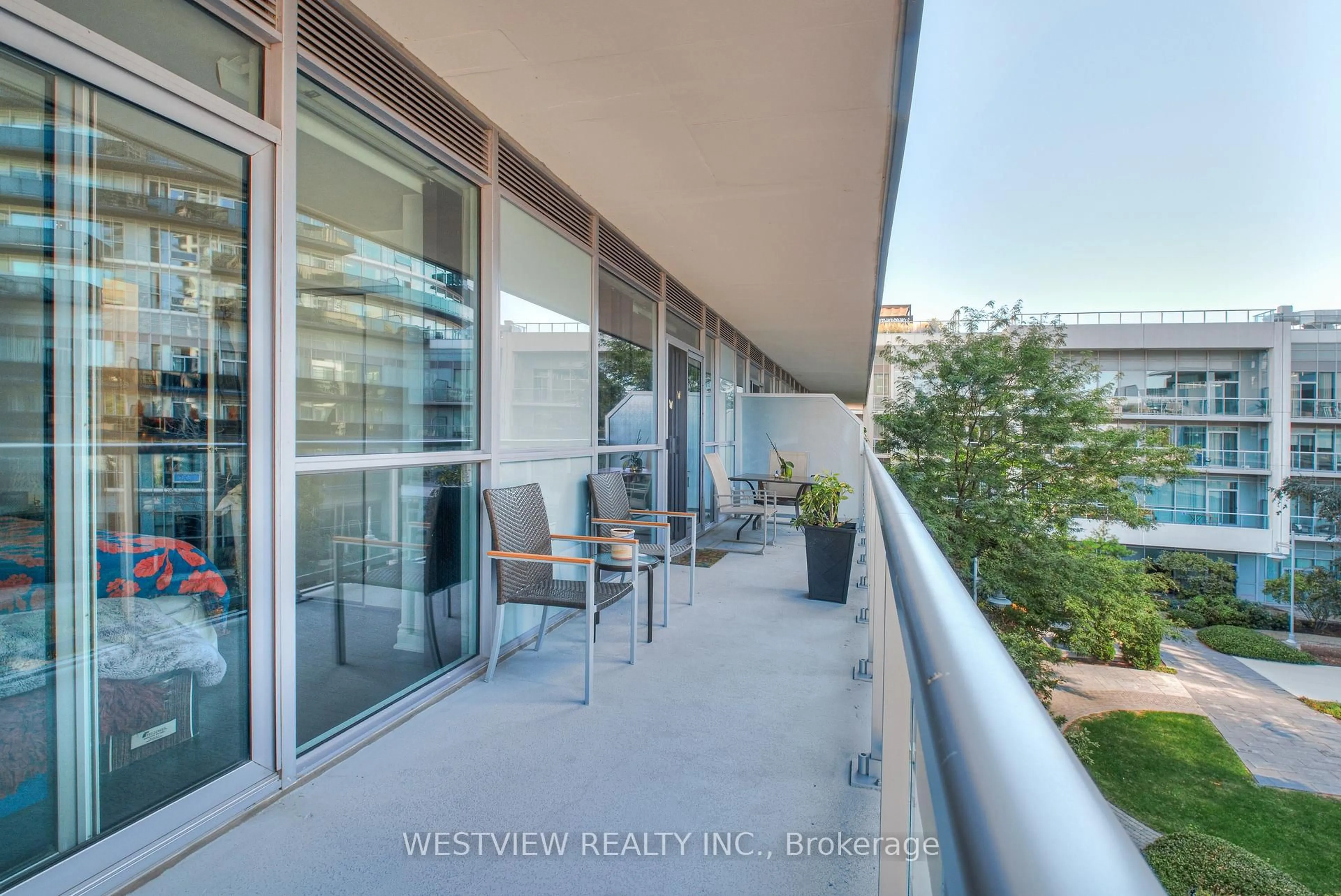 Balcony in the apartment, city buildings view from balcony for 80 Marine Parade Dr #311, Toronto Ontario M8V 0A3