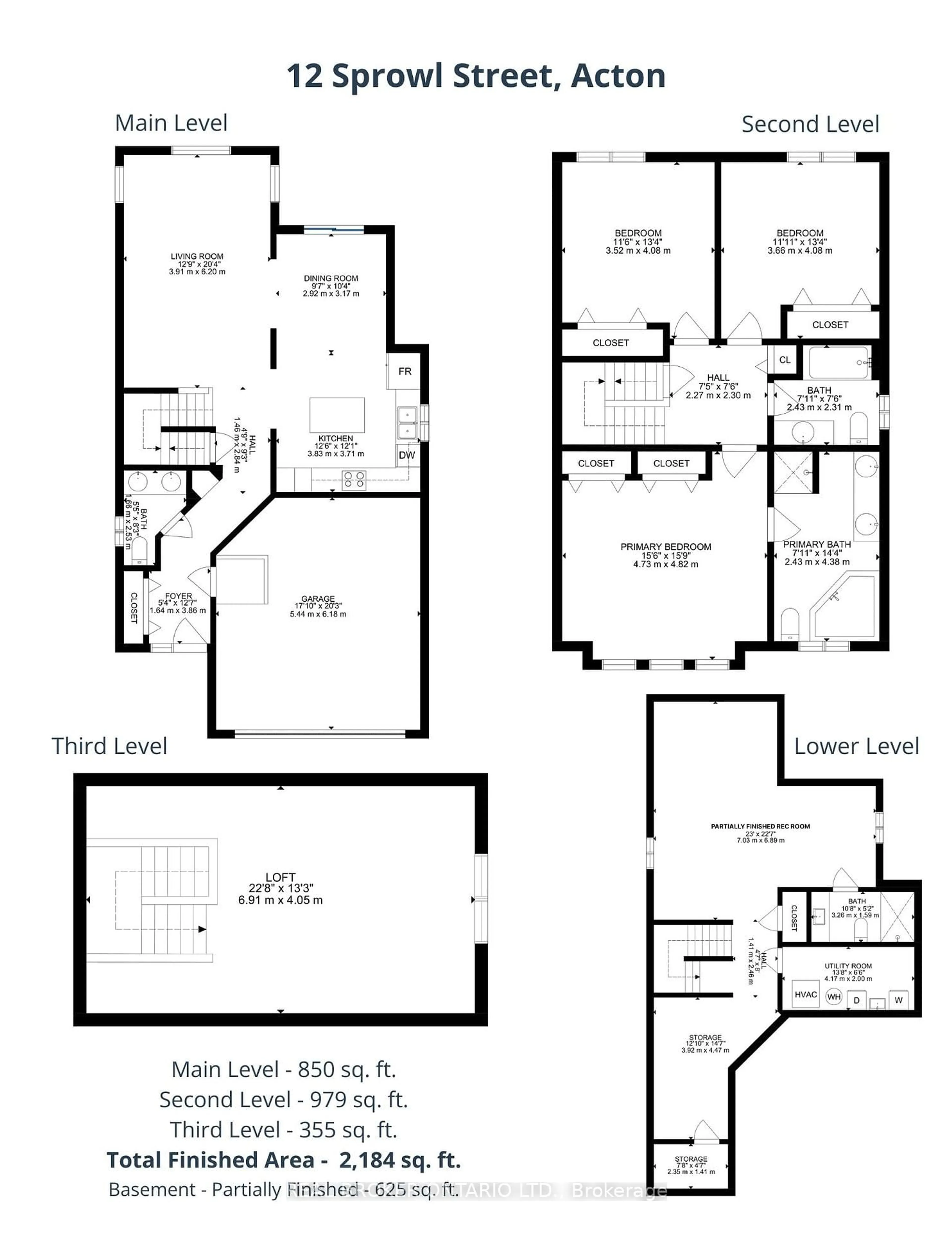 Floor plan for 12 Sprowl St, Halton Hills Ontario L7J 3A8