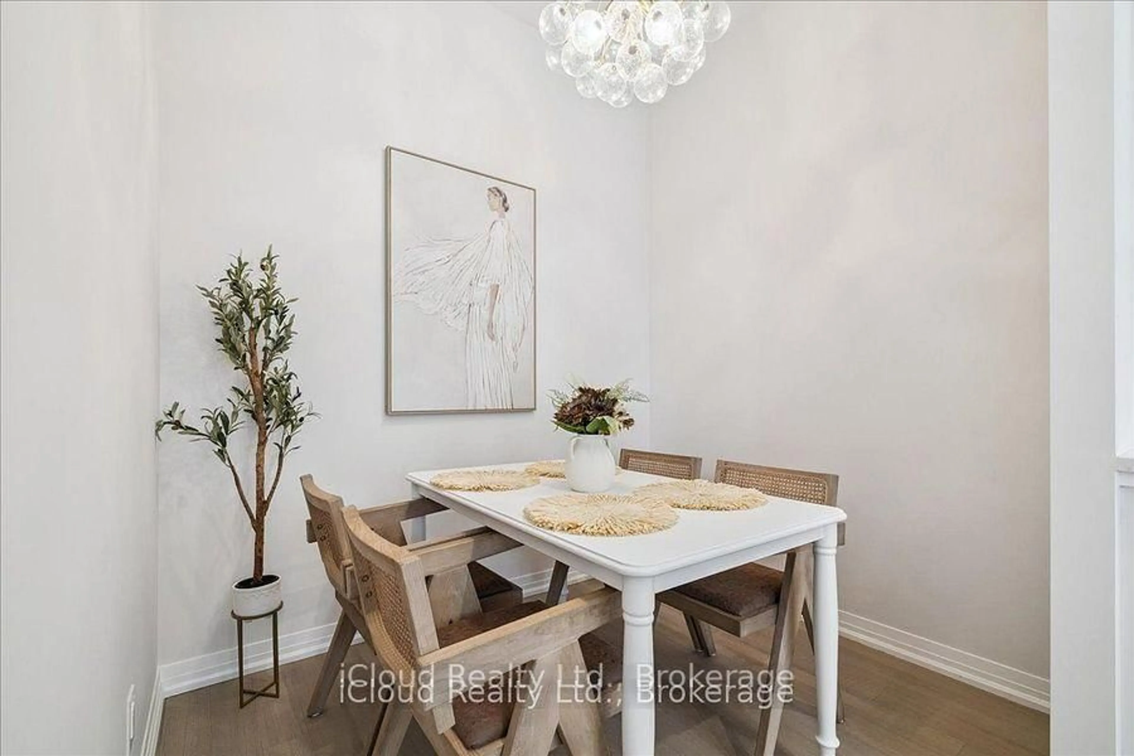 Dining room, wood/laminate floor for 3285 Carding Mill Tr #101, Oakville Ontario L6M 5P8