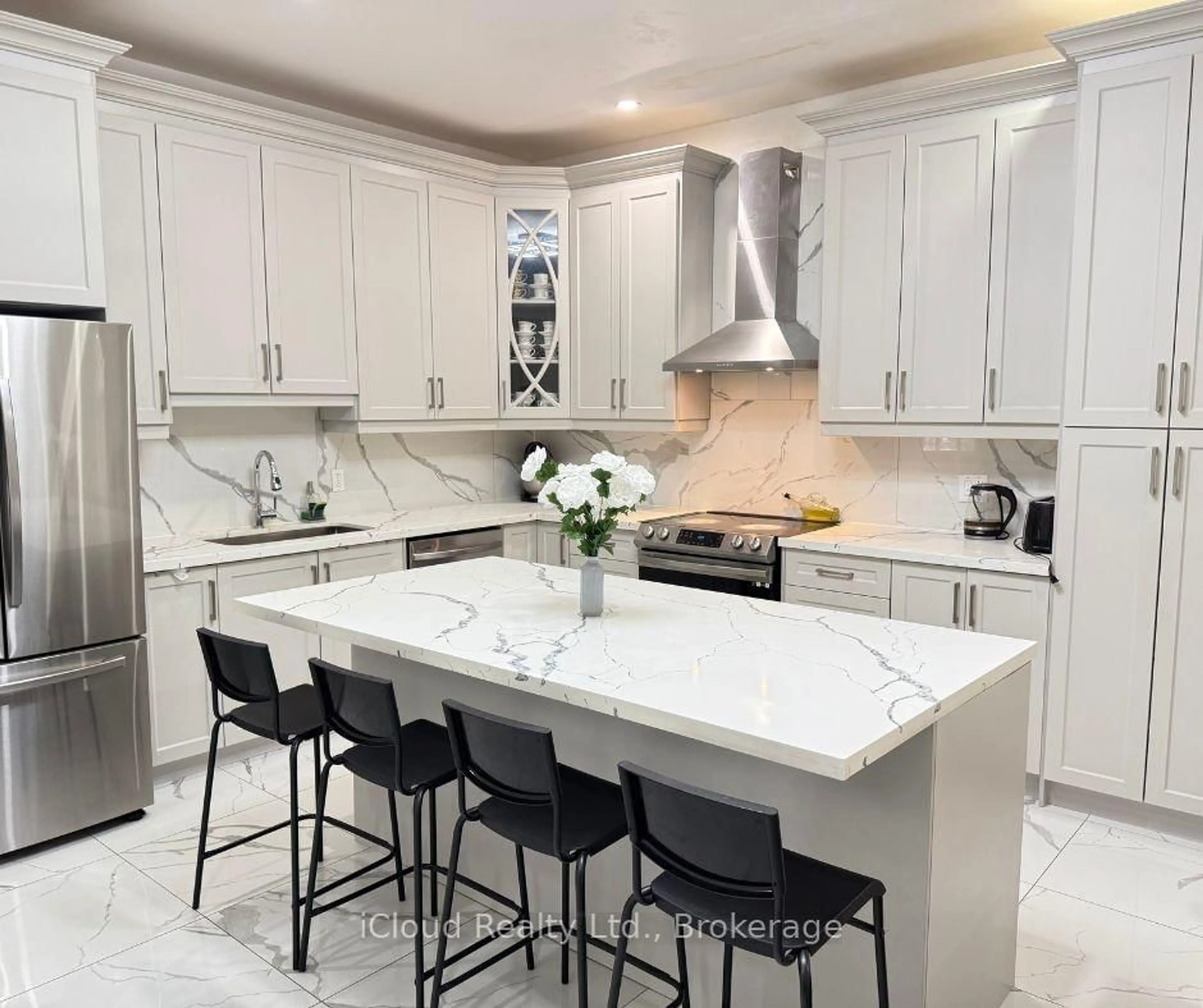 Contemporary kitchen, ceramic/tile floor for 7404 Tremaine Rd, Milton Ontario L9E 1A9