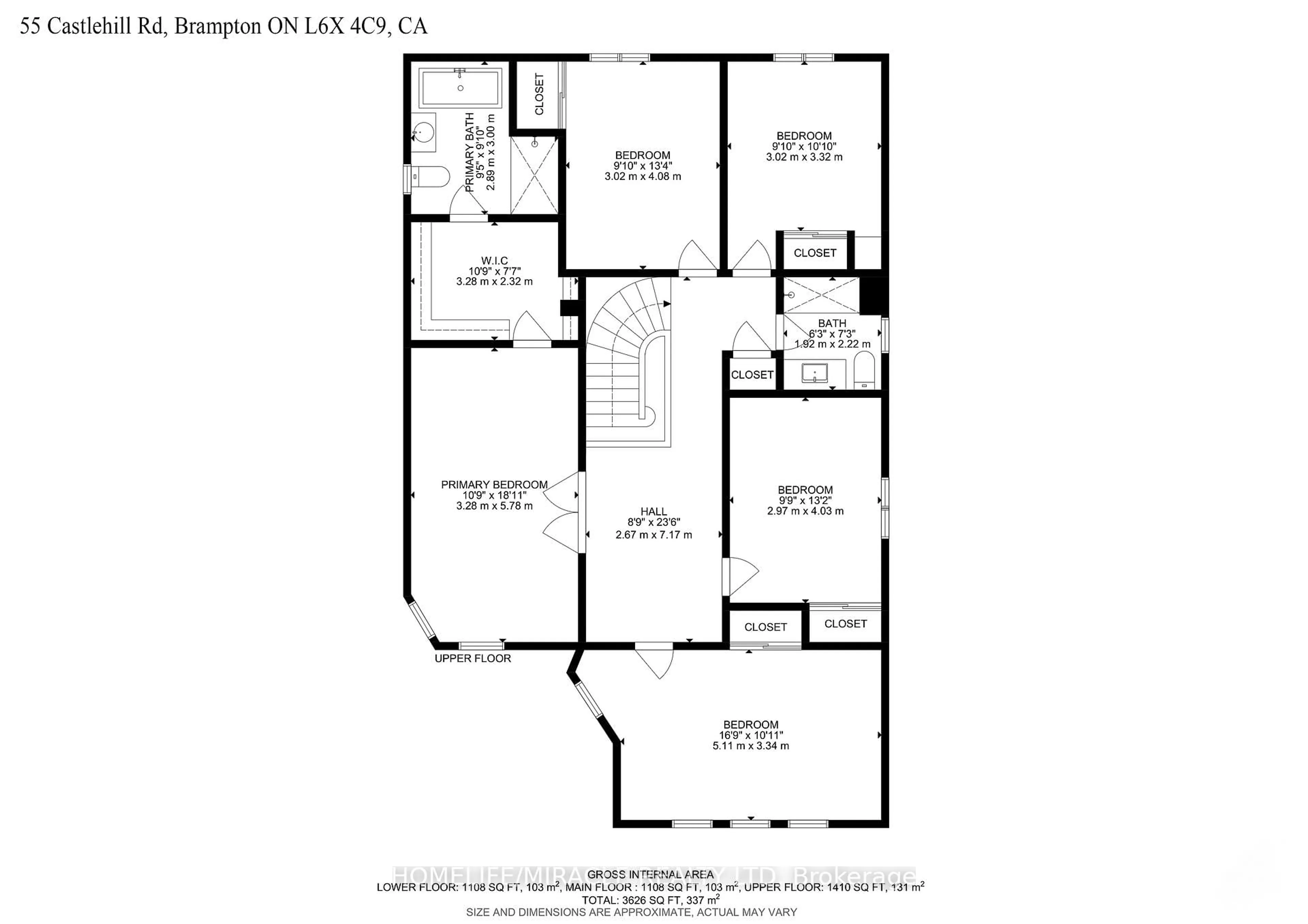 Floor plan for 55 Castlehill Rd, Brampton Ontario L6X 4C9
