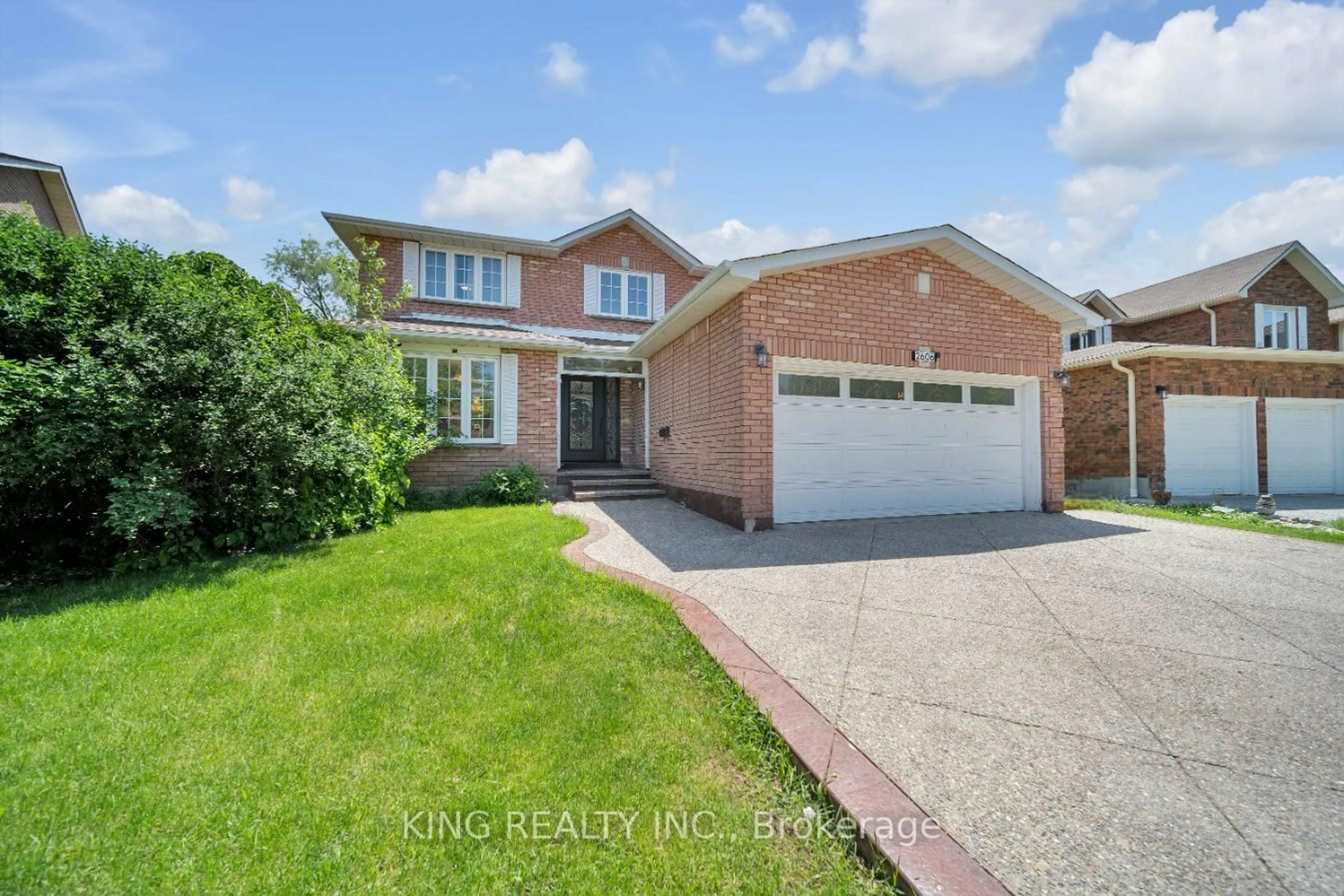 Home with brick exterior material, street for 2606 Ambercroft Tr, Mississauga Ontario L5M 4K3