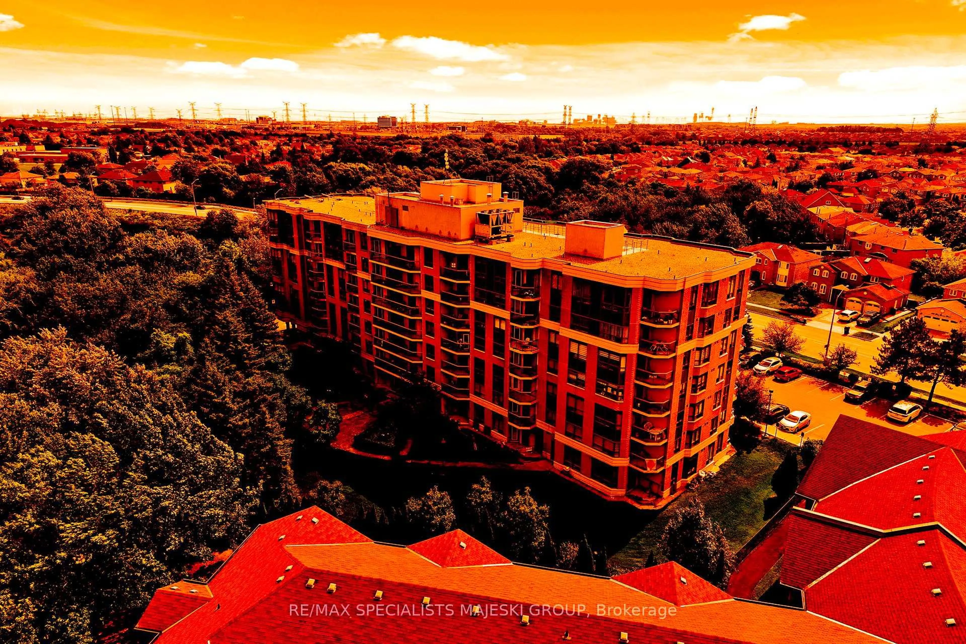 A pic from outside/outdoor area/front of a property/back of a property/a pic from drone, city buildings view from balcony for 300 Ray Lawson Blvd #307, Brampton Ontario L6Y 5H5