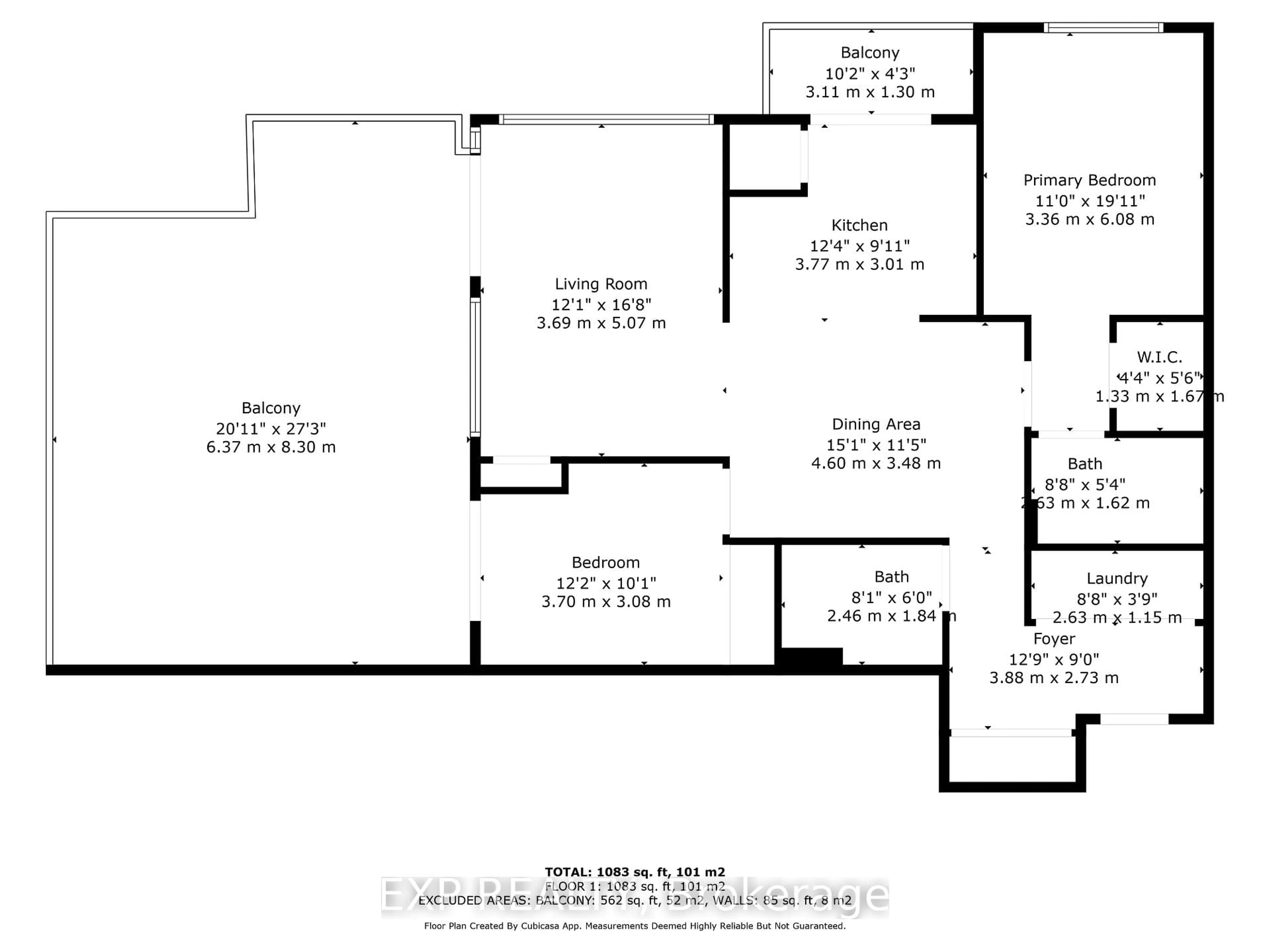 Floor plan for 5233 Dundas St #420, Toronto Ontario M9B 6M1