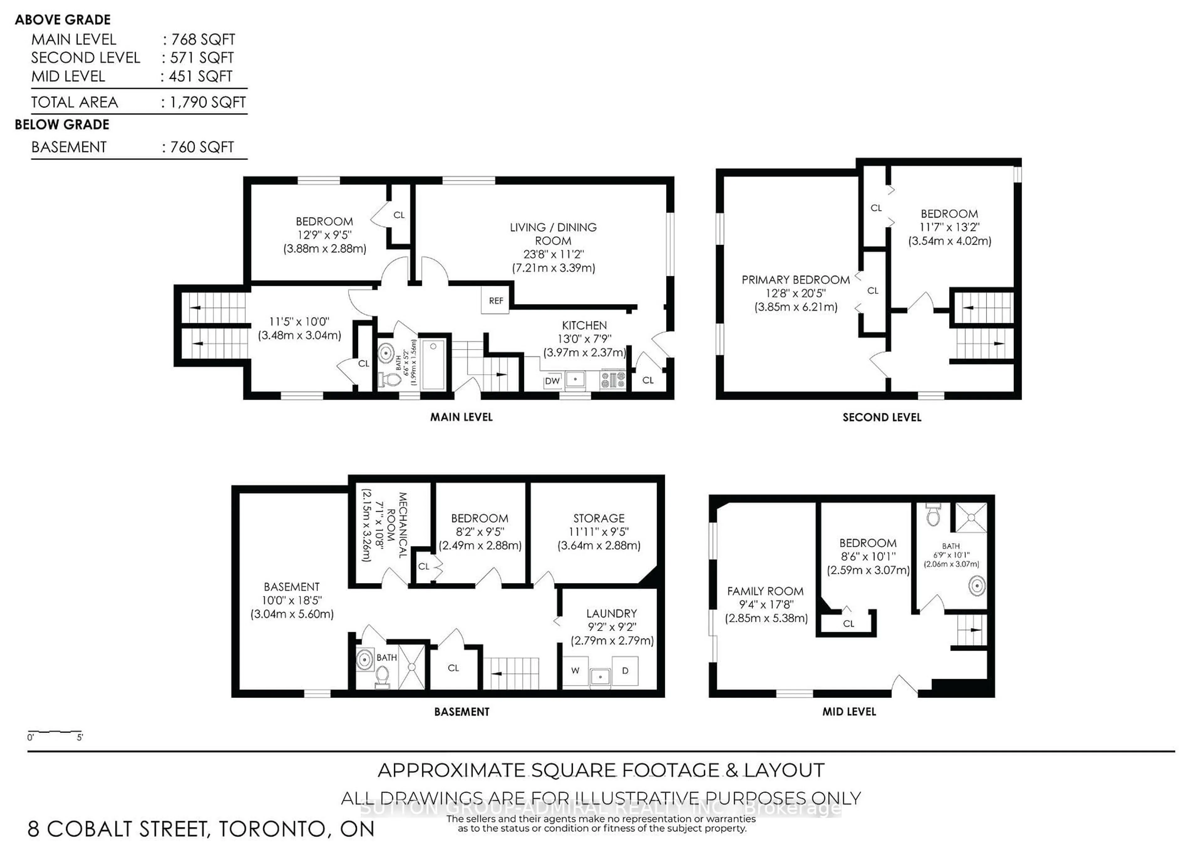 Floor plan for 8 Cobalt St, Toronto Ontario M6M 2K2