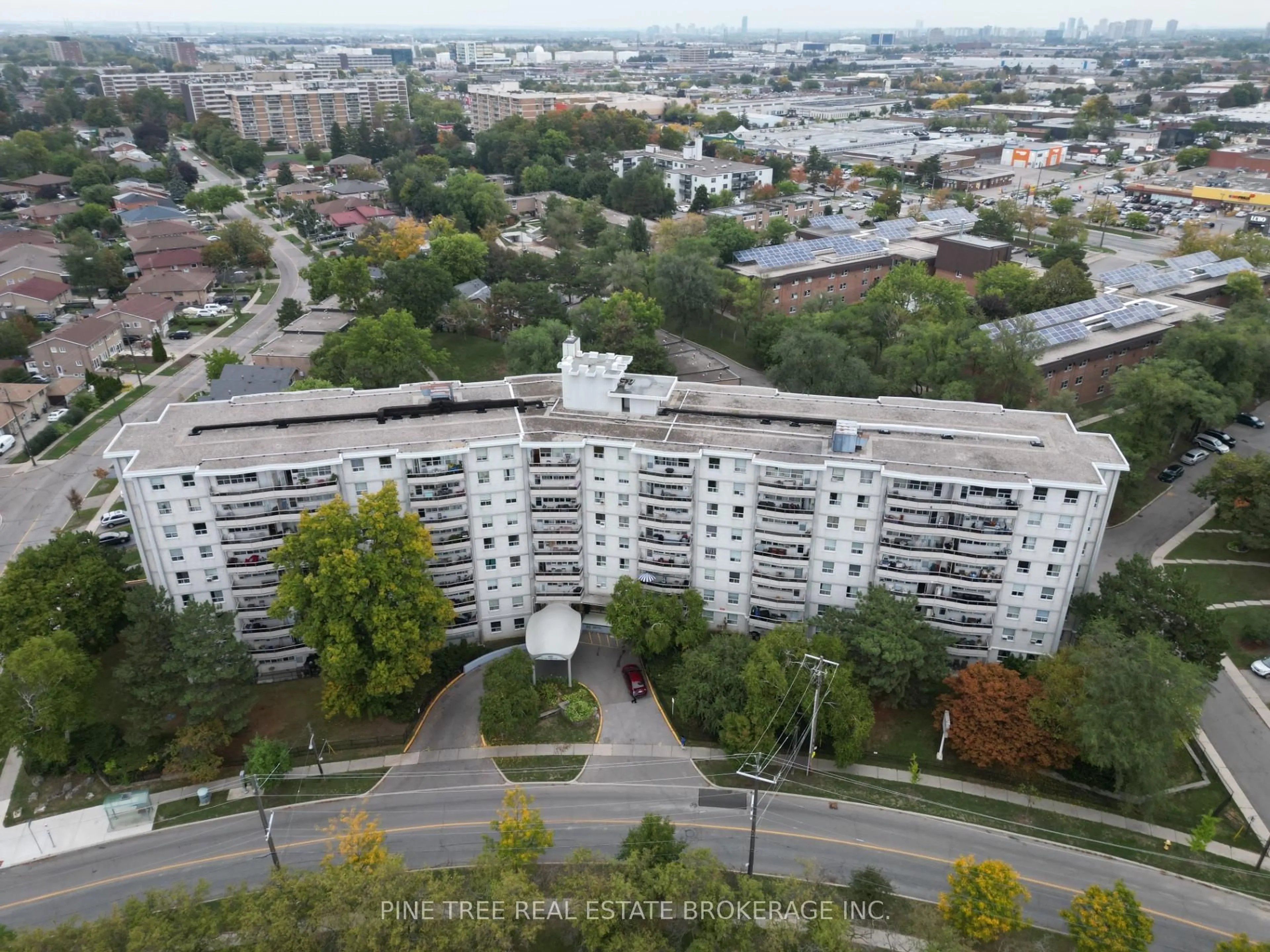 A pic from outside/outdoor area/front of a property/back of a property/a pic from drone, city buildings view from balcony for 80 Grandravine Dr #816, Toronto Ontario M3J 1B2