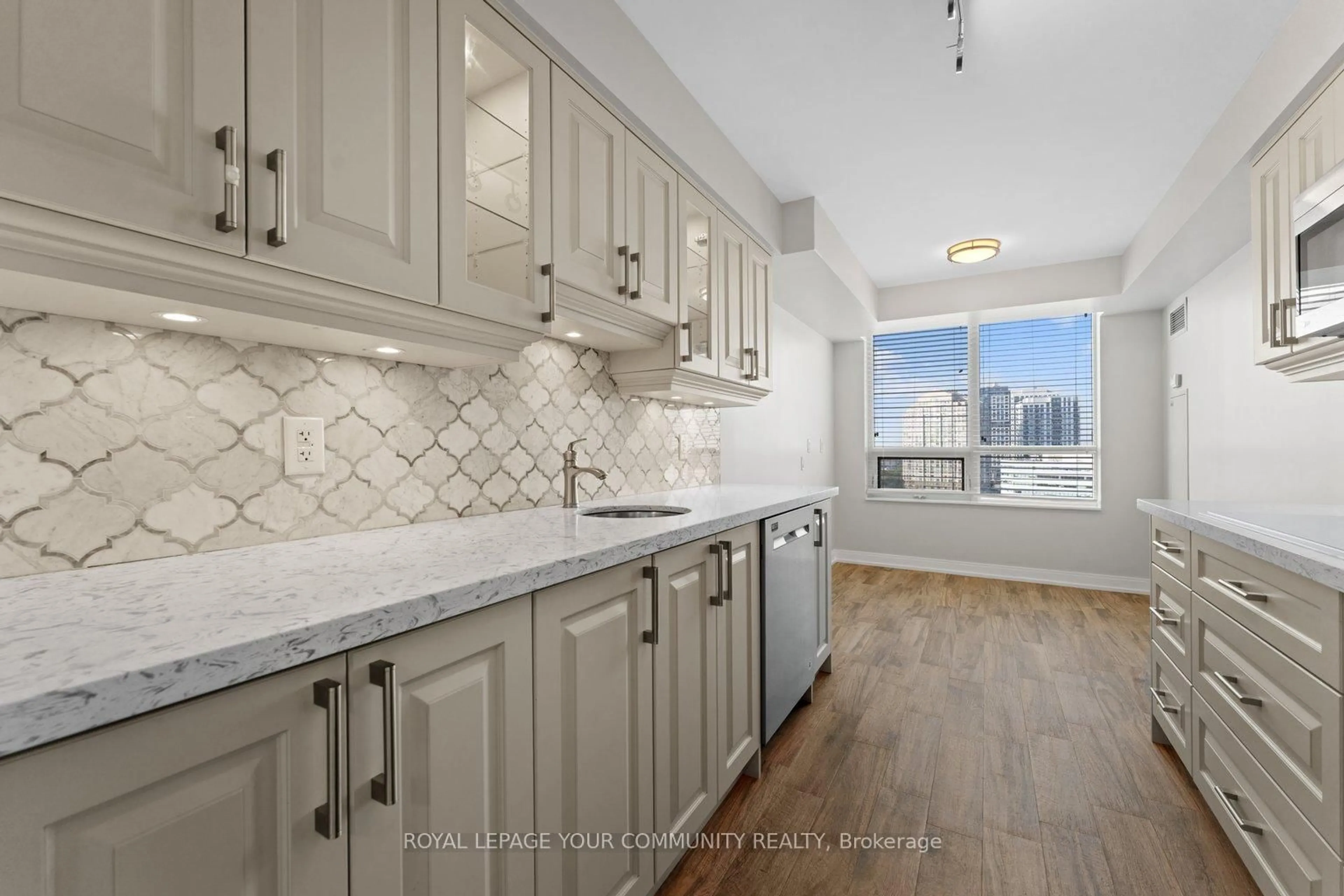 Open concept kitchen, ceramic/tile floor for 35 Viking Lane #1435, Toronto Ontario M9B 0A2