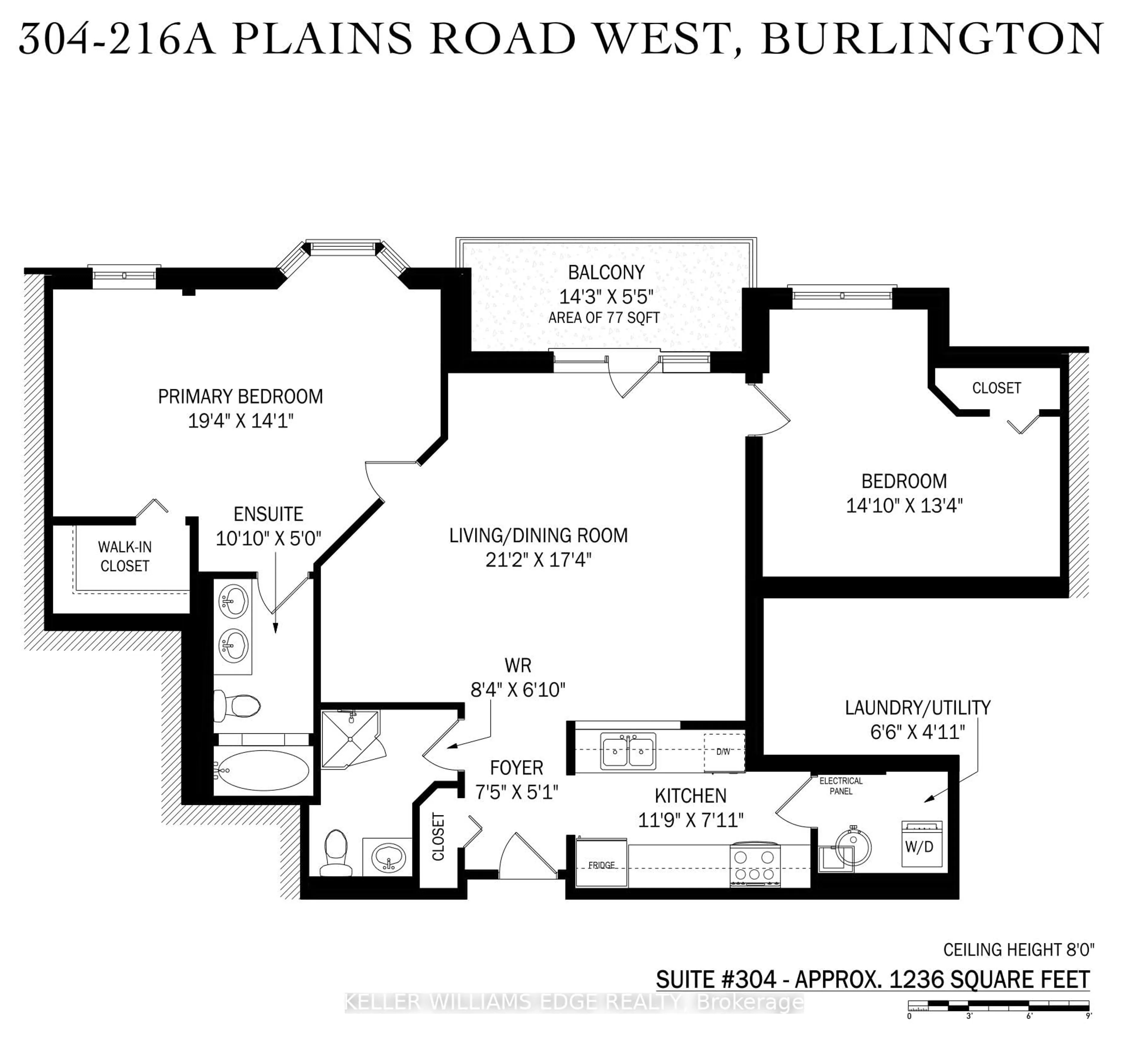 Floor plan for 216 Plains Rd #A304, Burlington Ontario L7T 4K8