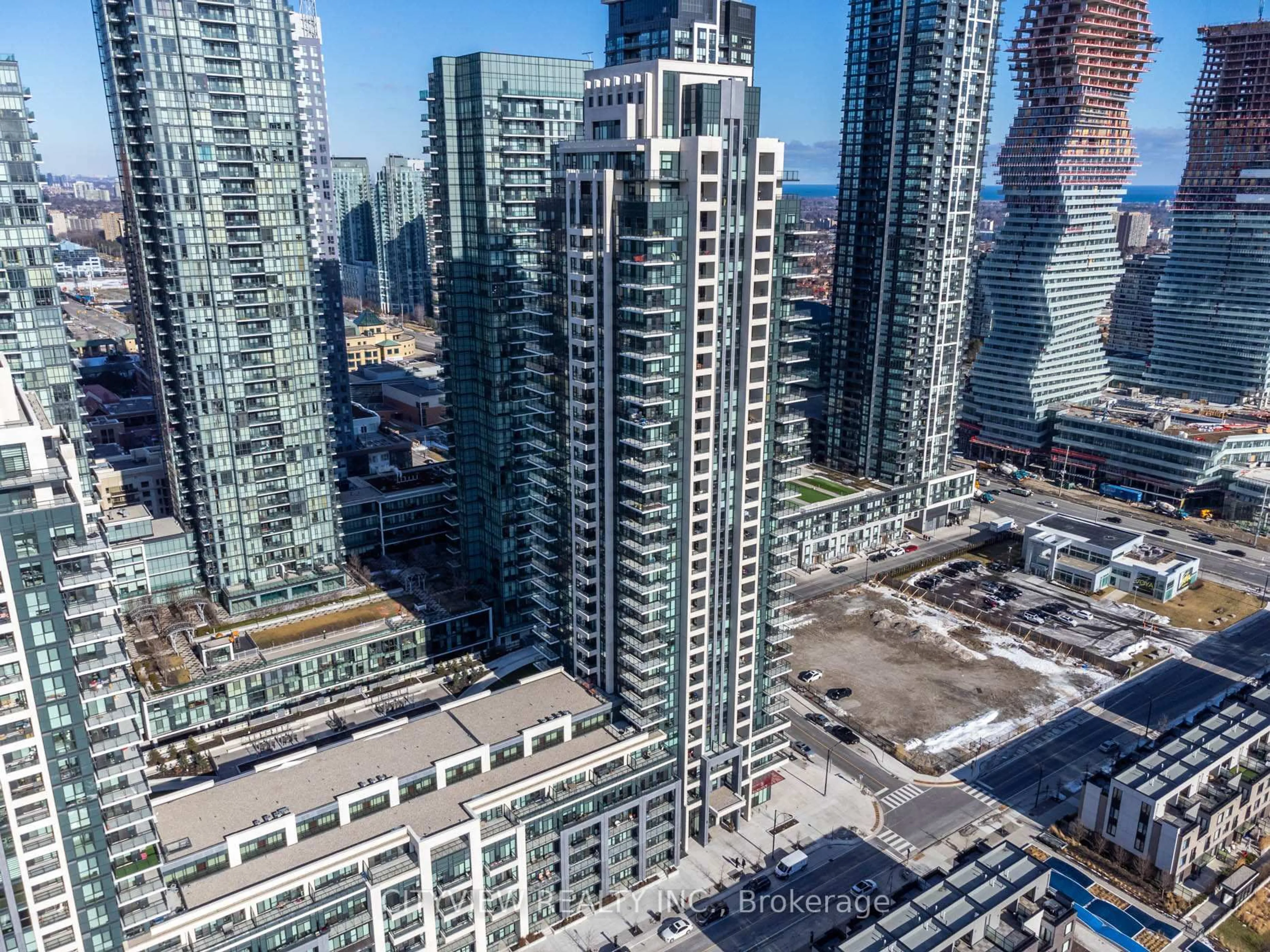 A pic from outside/outdoor area/front of a property/back of a property/a pic from drone, city buildings view from balcony for 4055 Parkside Village Dr #508, Mississauga Ontario L5B 0K8