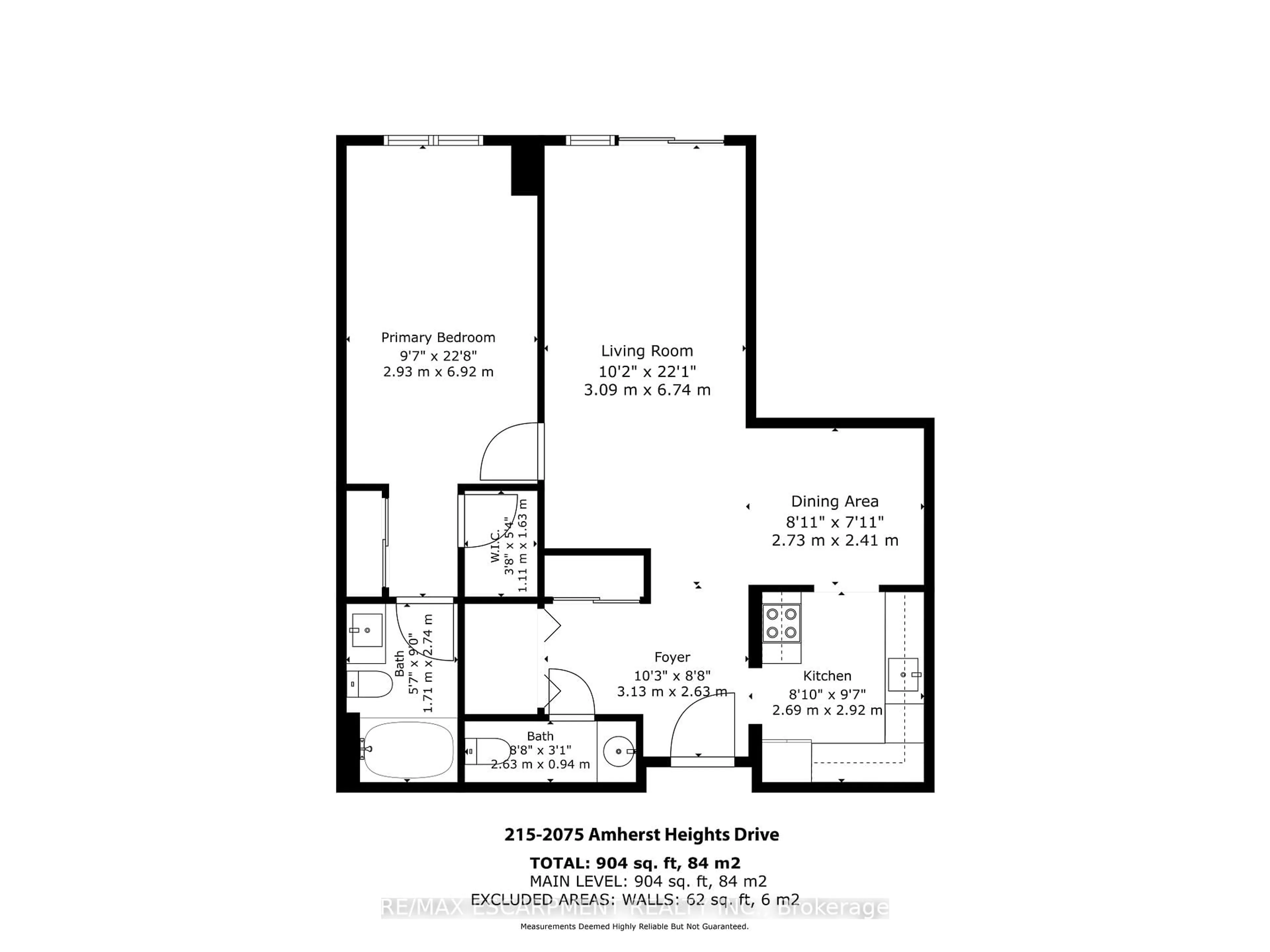 Floor plan for 2075 Amherst Heights Dr #215, Burlington Ontario L7P 5B8