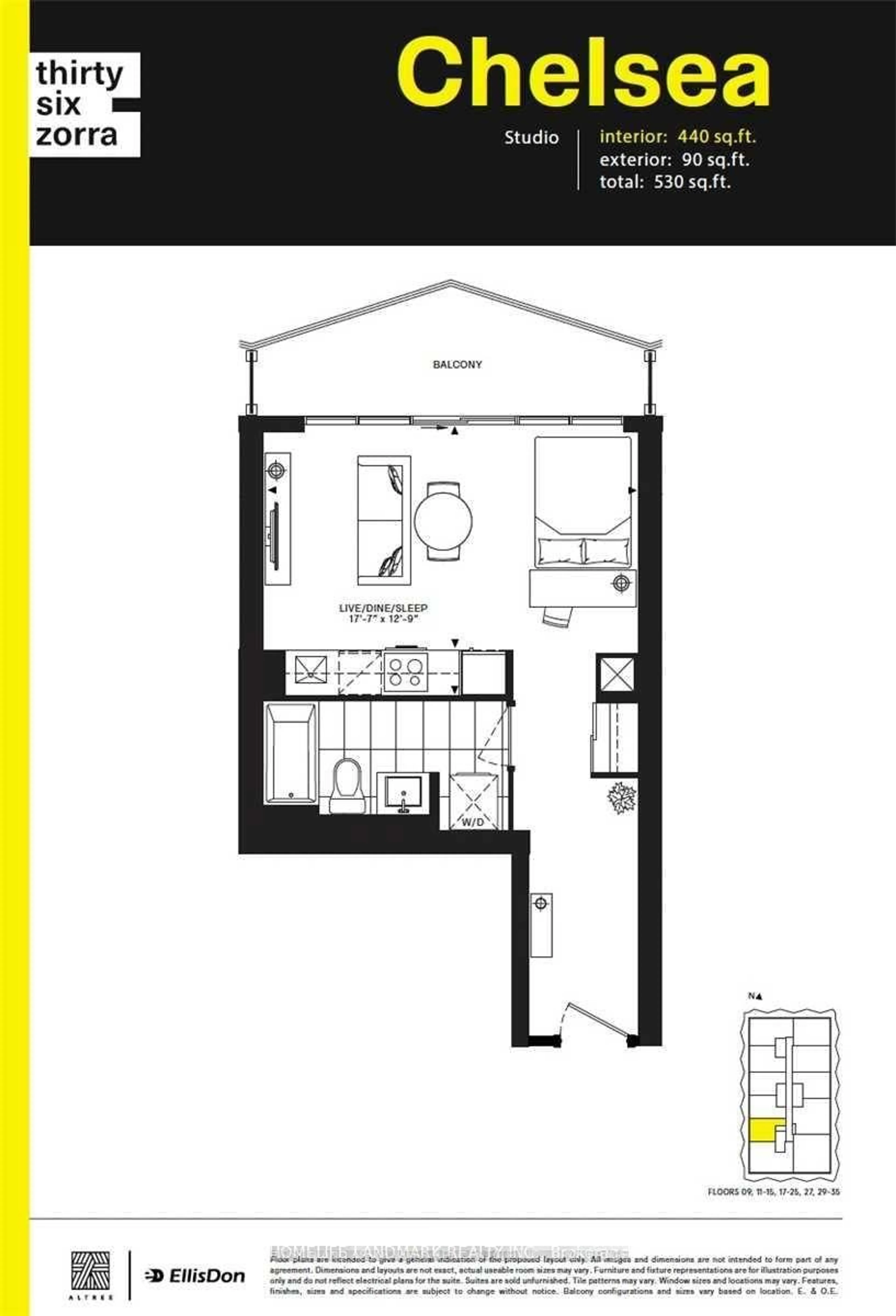 Floor plan for 36 Zorra St #1410, Toronto Ontario M8Z 0G5