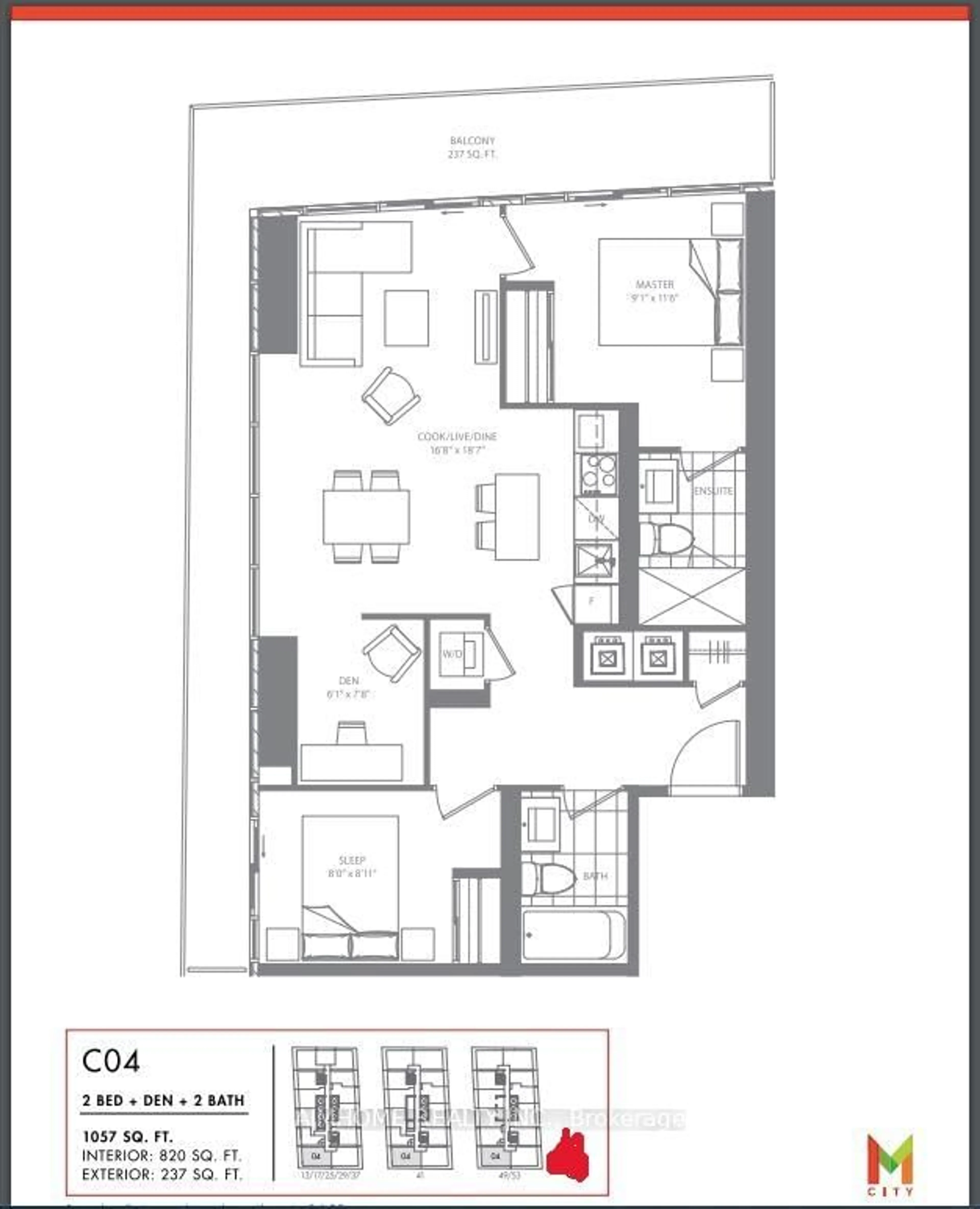 Floor plan for 3883 Quartz Rd #5404, Mississauga Ontario L5B 0M4