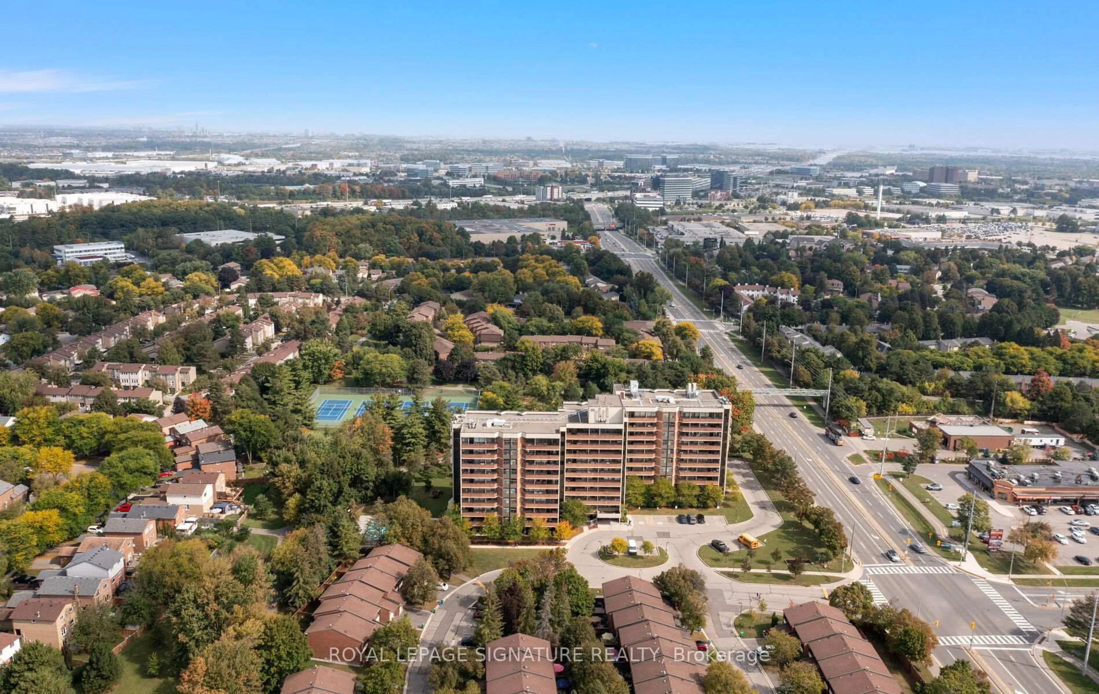 A pic from outside/outdoor area/front of a property/back of a property/a pic from drone, city buildings view from balcony for 2301 Derry Rd #1005, Mississauga Ontario L5N 2R4