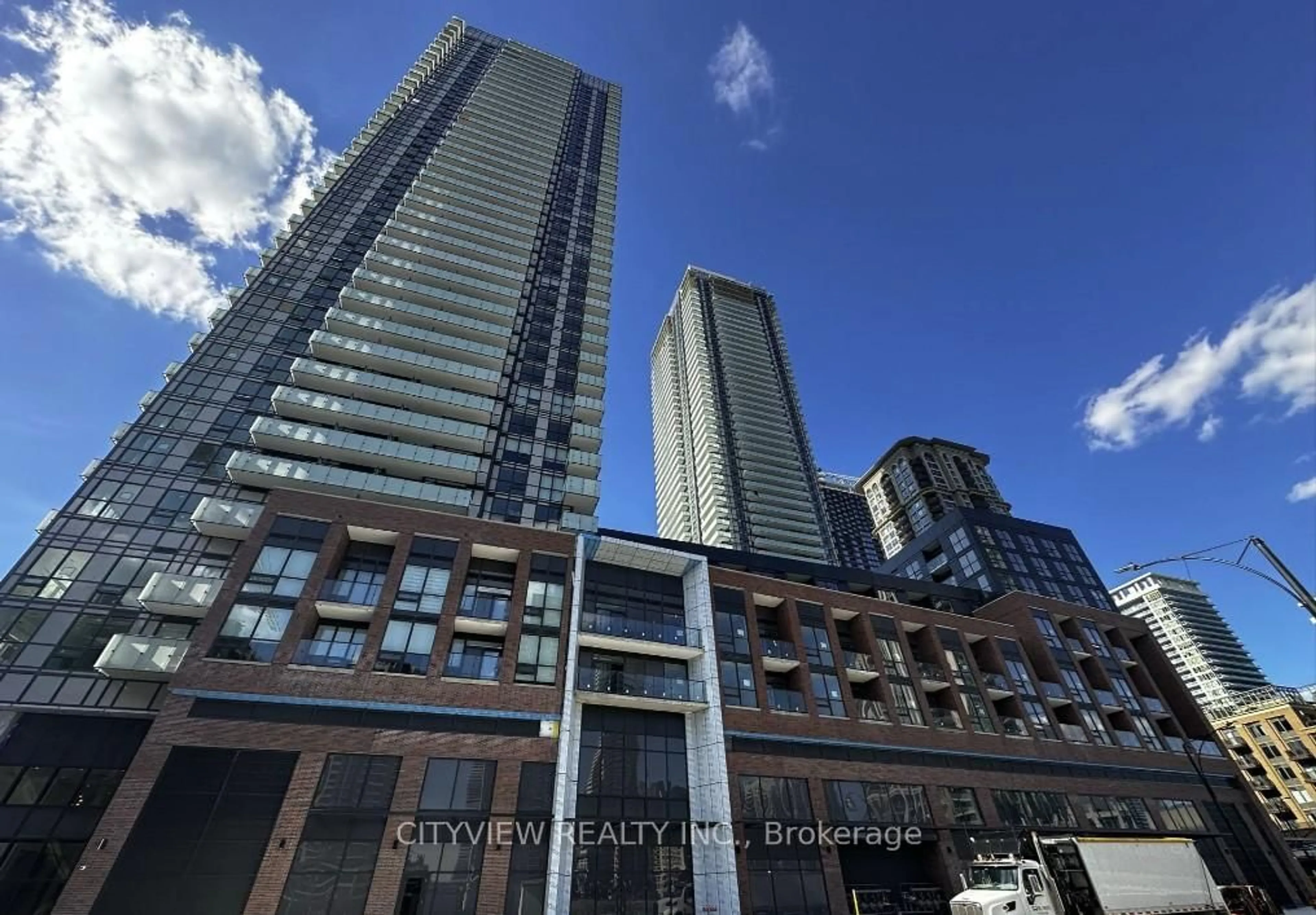 A pic from outside/outdoor area/front of a property/back of a property/a pic from drone, city buildings view from balcony for 4130 Parkside Village Dr #2406, Mississauga Ontario L5B 0L7