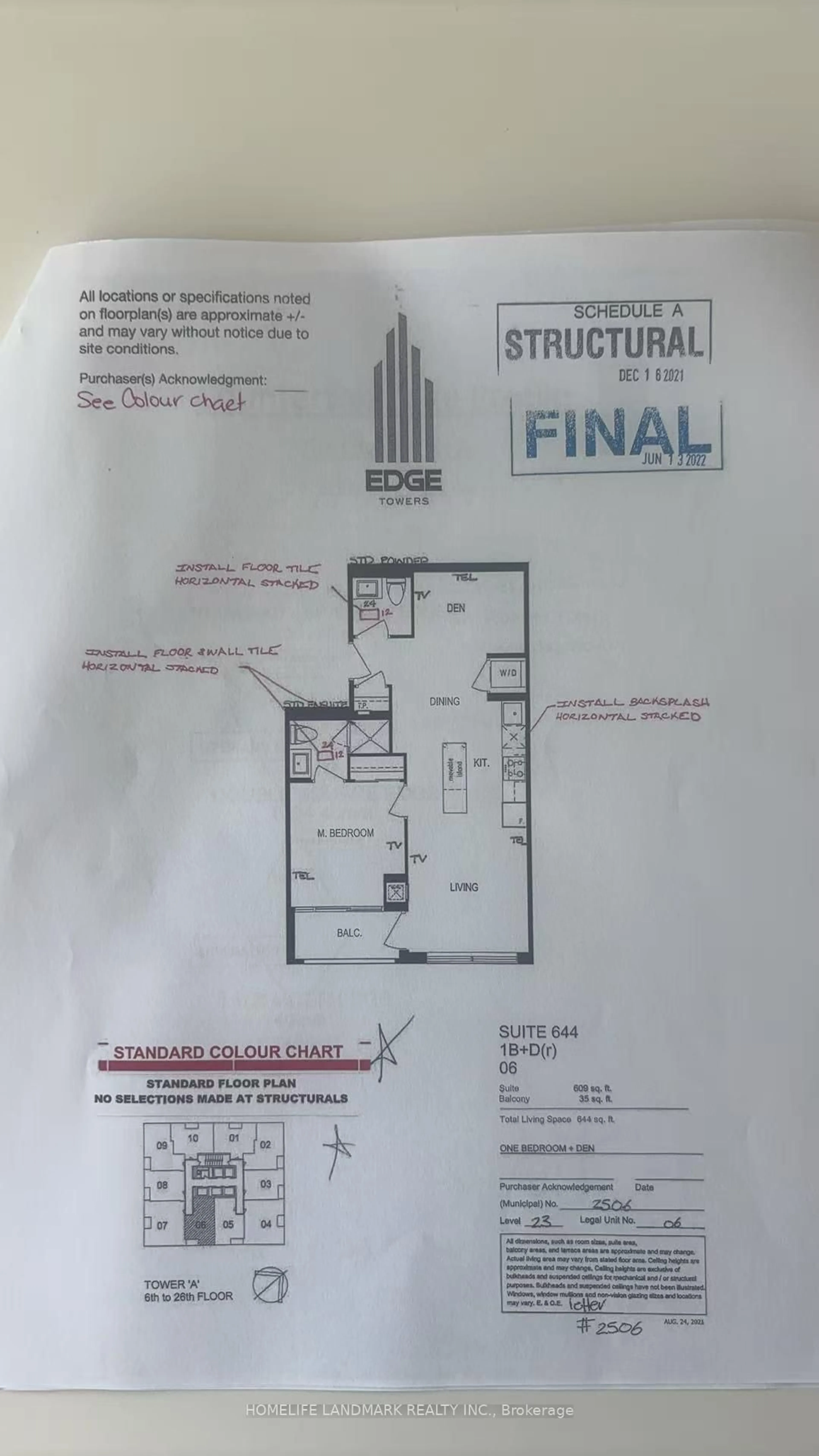 Floor plan for 36 ELM Dr #2506, Mississauga Ontario L5B 0N3