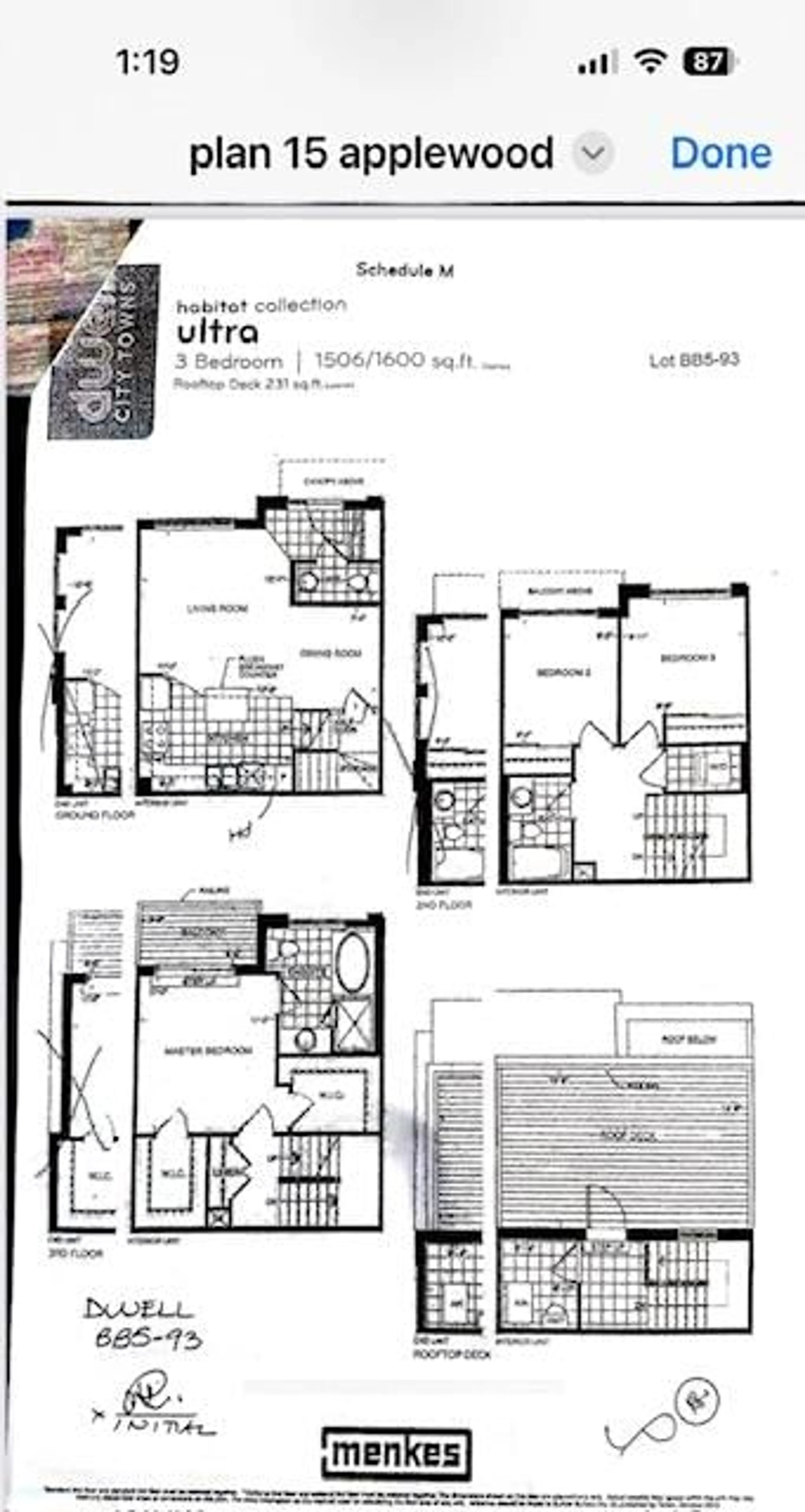Floor plan for 15 Applewood Lane #93, Toronto Ontario M9C 2Z7