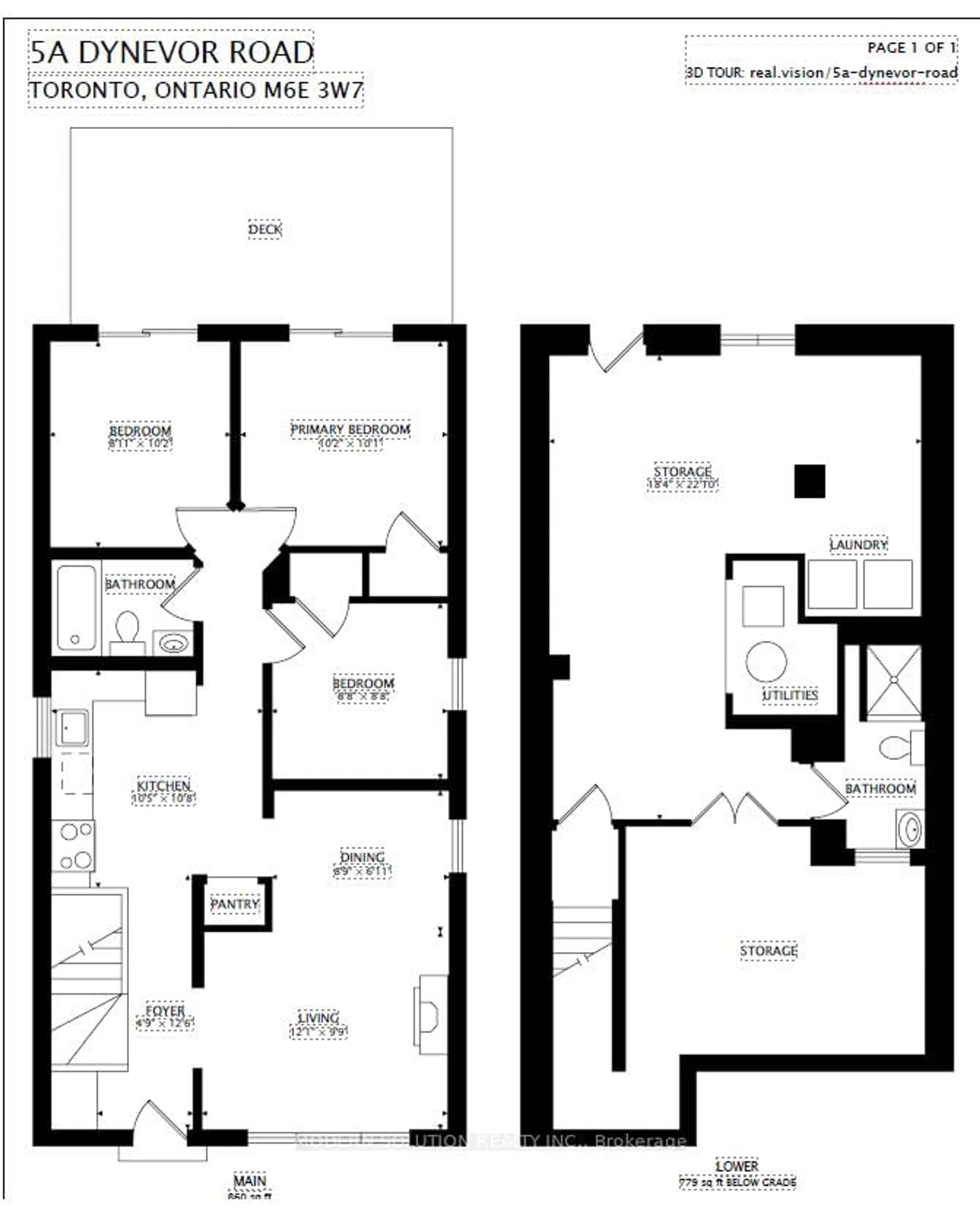 Floor plan for 5A Dynevor Rd, Toronto Ontario M6E 3W7