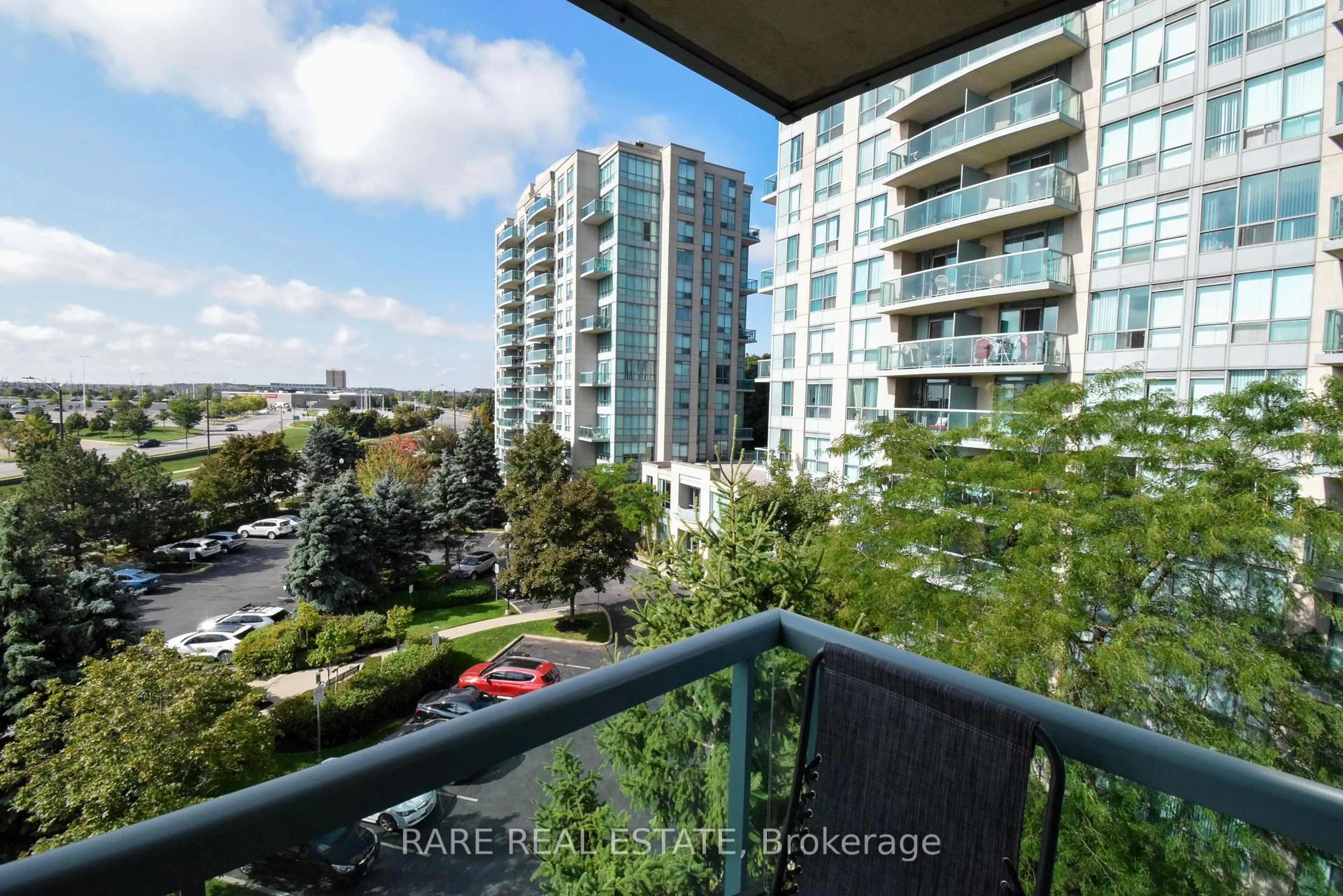 Balcony in the apartment, city buildings view from balcony for 2545 Erin Centre Blvd #509, Mississauga Ontario L5N 6Z9