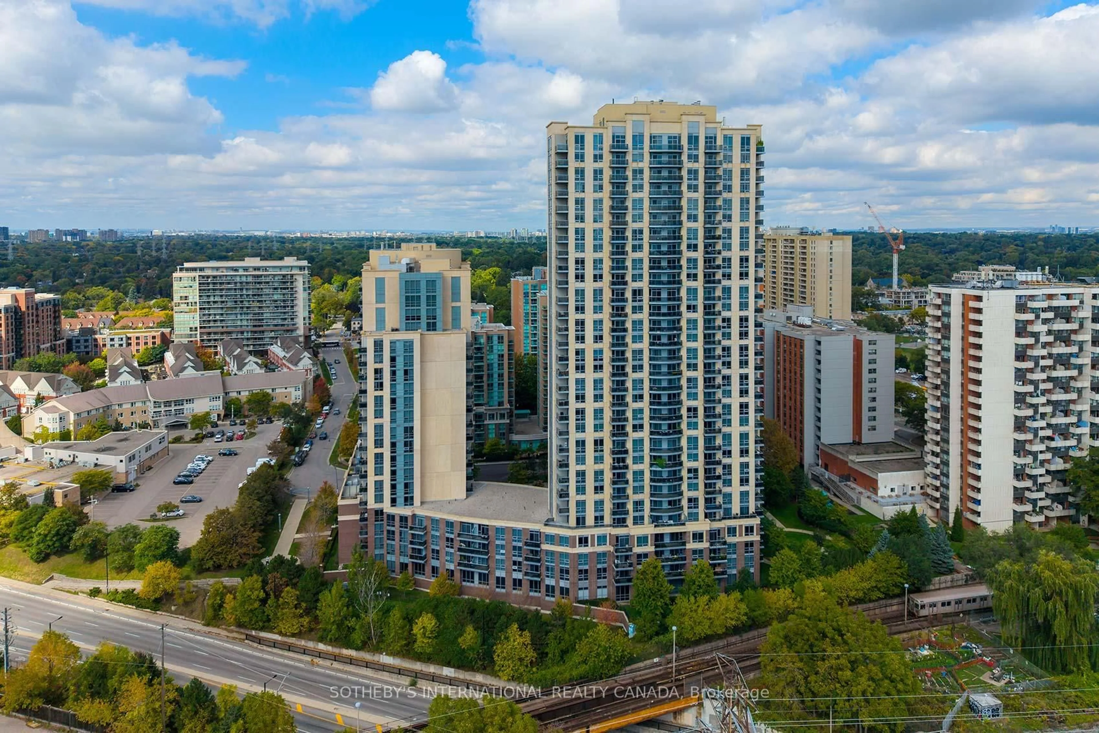 A pic from outside/outdoor area/front of a property/back of a property/a pic from drone, city buildings view from balcony for 3 Michael Power Pl #208, Toronto Ontario M9A 0A2